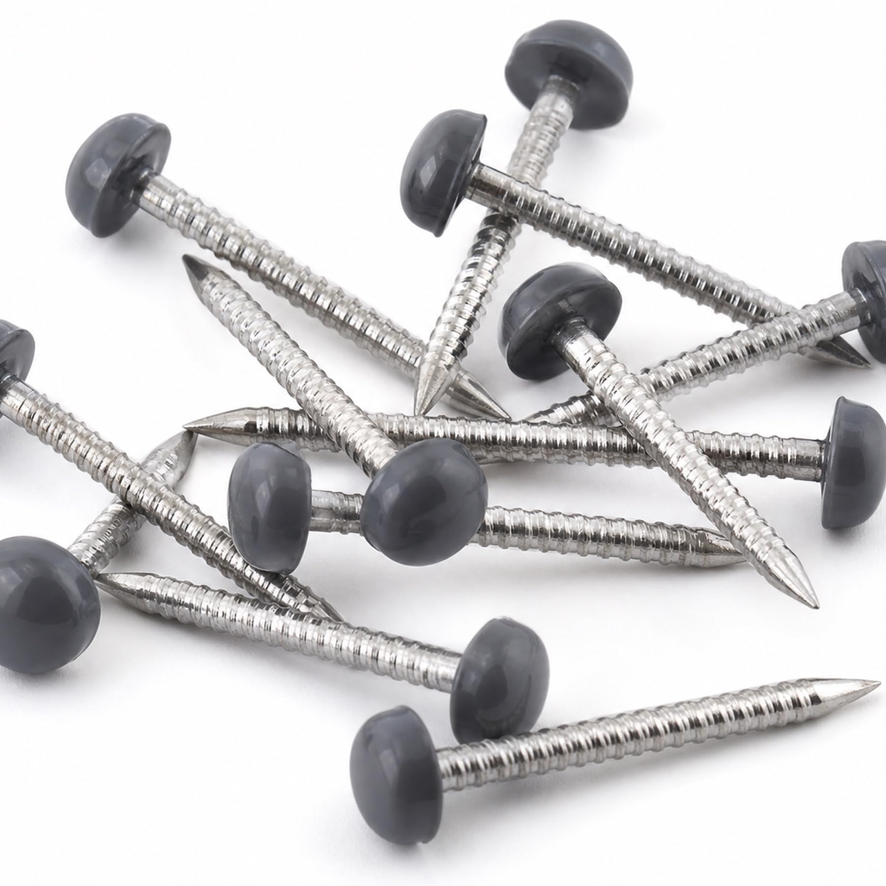 Packing Bat 40mm Anthracite Grey Poly Top Pins, Plastic-Headed Stainless Steel Pins for uPVC Fascia, Soffit and Cladding, 250 Pack