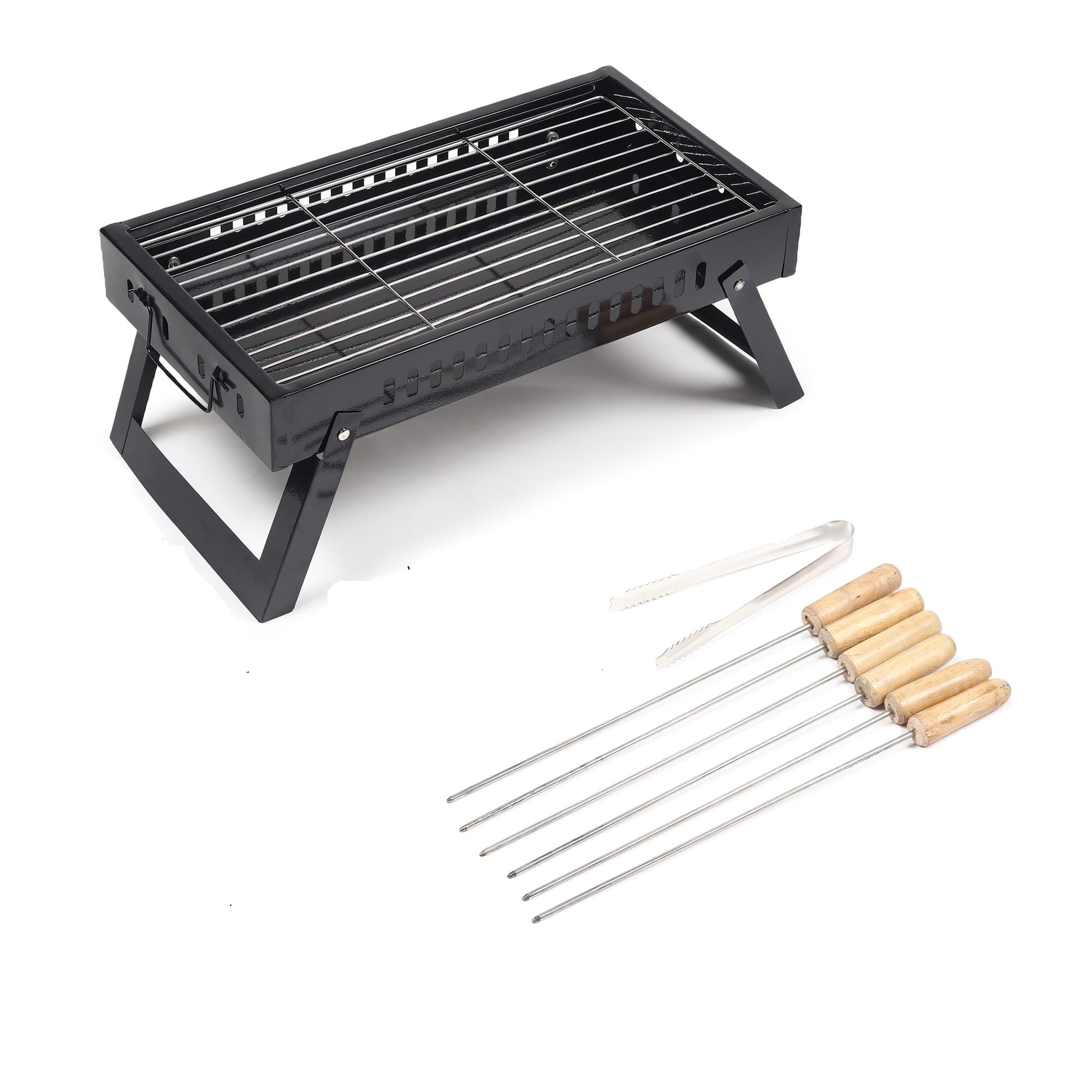 - Amazon Brand - Umi UrbanFlame BBQ Grill for Indoor & Outdoor Cooking| Traveler Compact Foldable Tandoor Charcoal Barbeque Grill Set| Tabletop, Portable, Easy Assembly- (Black)