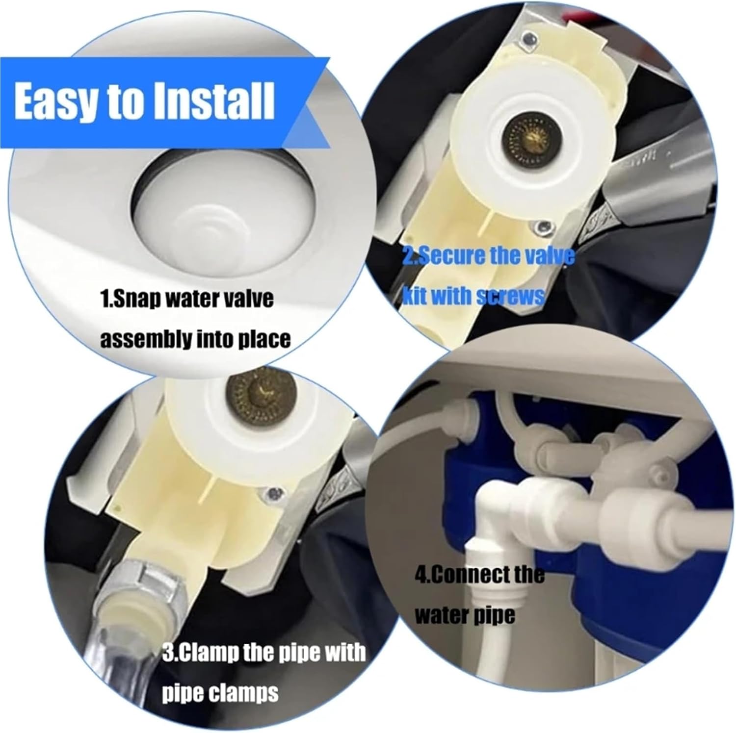 Upgraded Rv Water Valve Replacement Kit 4 Set Toilet Water Valves and Flush Round Seal Replacement Set Accessory with Series Pedals Systems for Pedal-Flush Toilets