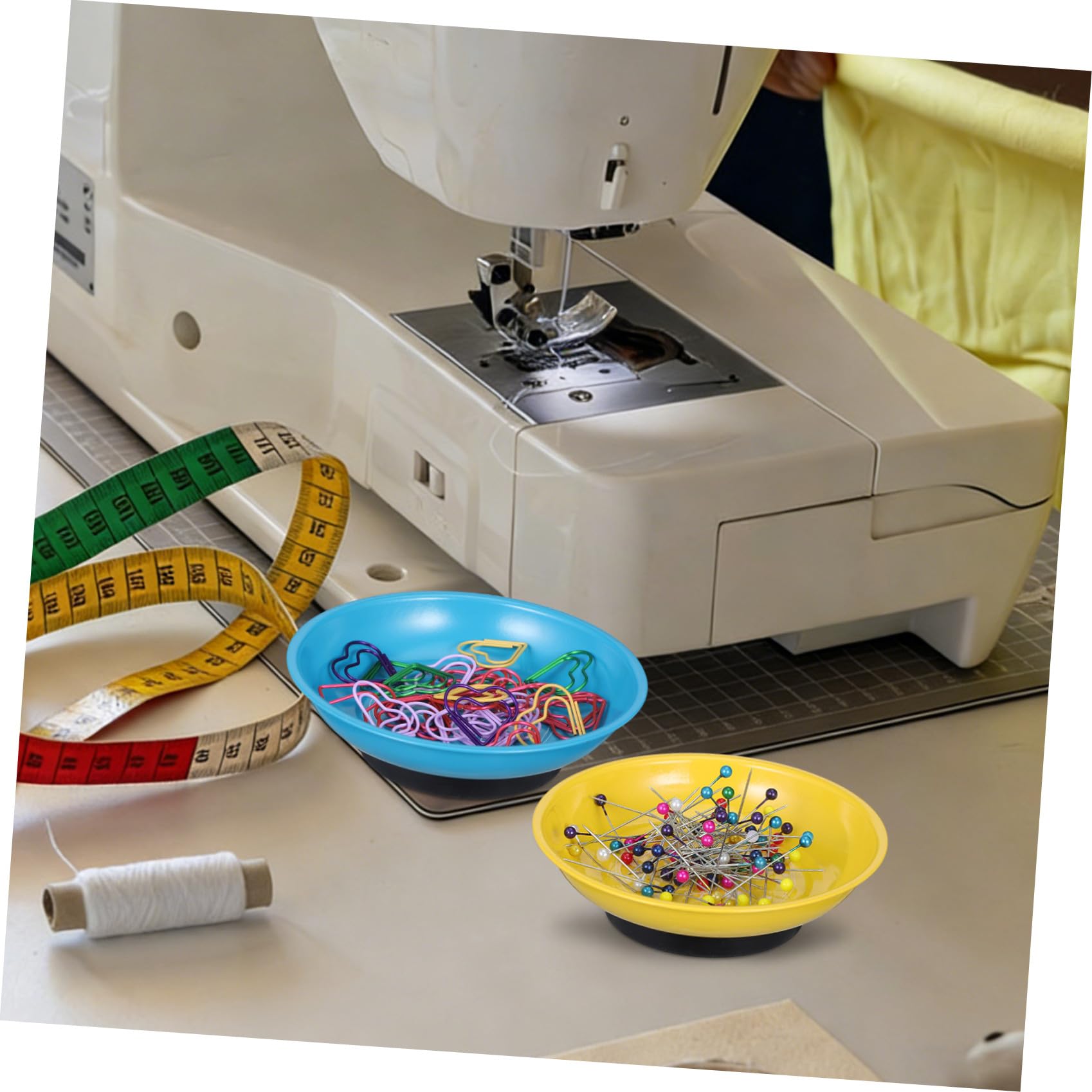 2 Piezas Organizador Magnético para Agujas de Coser Cuenco Soporte para Alfileres y Agujas de Patchwork Azul y