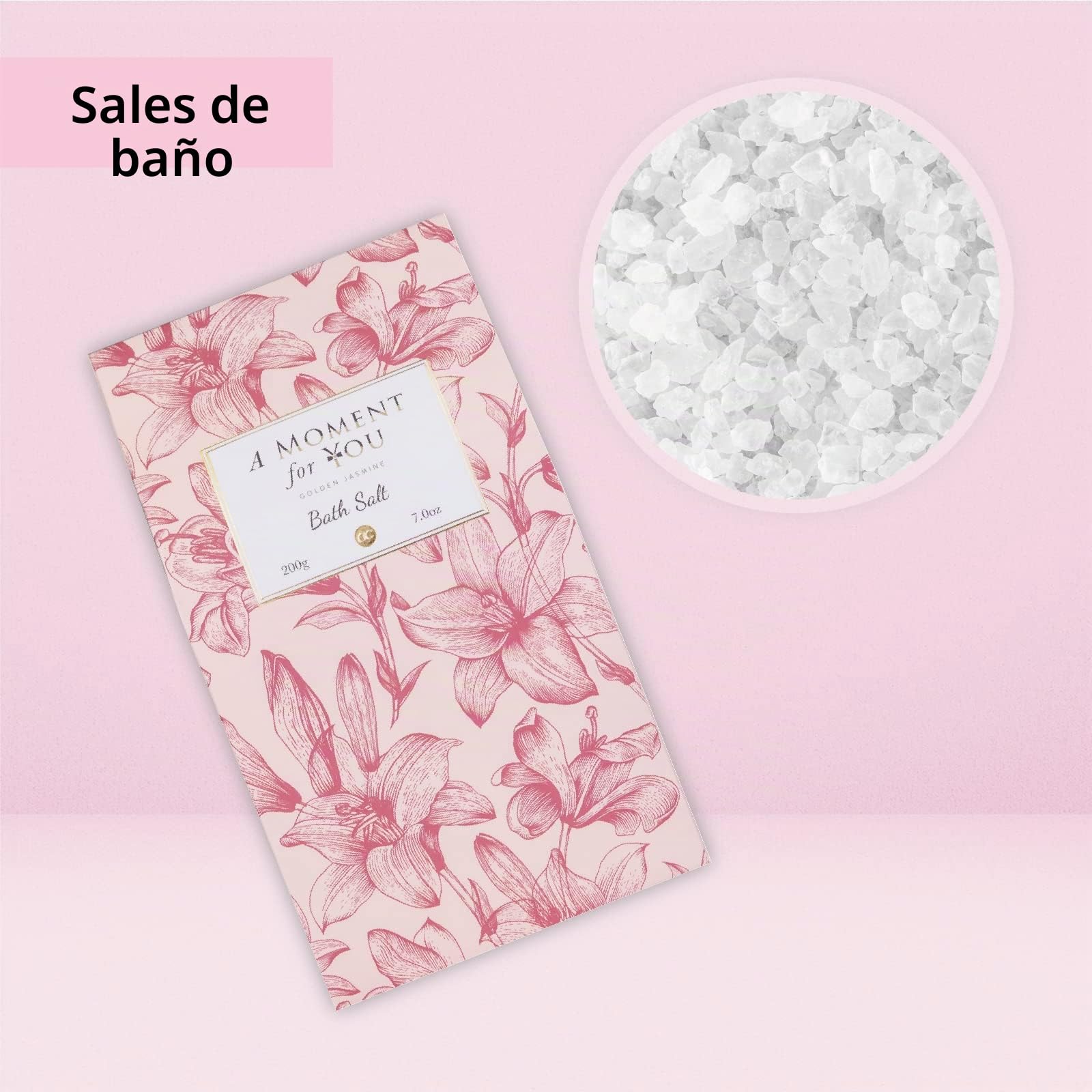 accentra - Set Regalo Mujer Un momento para ti Fragancia Jazmín - Set de belleza de lujo con gel de ducha, sales de baño, loción corporal y mucho más. - Para mujeres con bomba de cerámica de purpurina