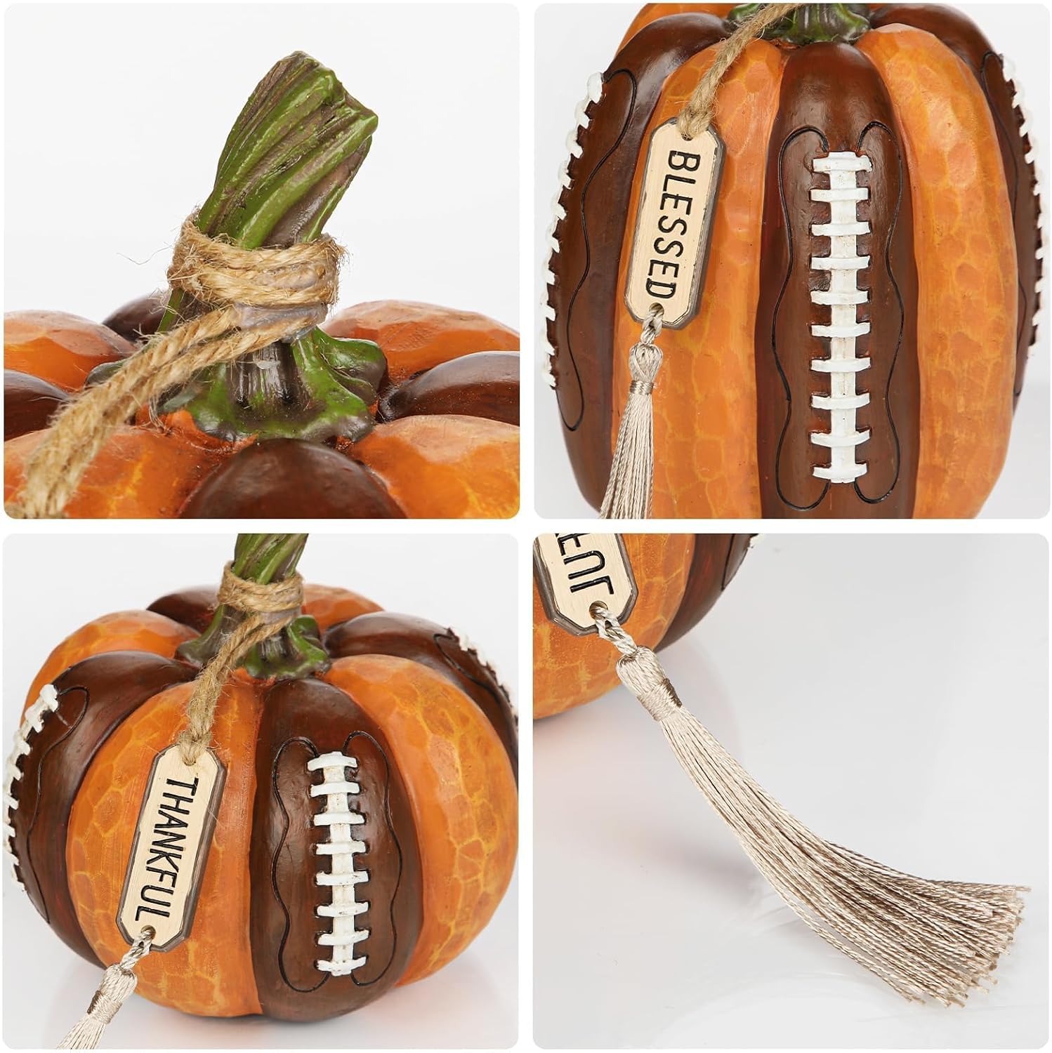 GnFlus Fall Football Decor Pumpkins Artificial Resin Pumpkins Figurine Gift