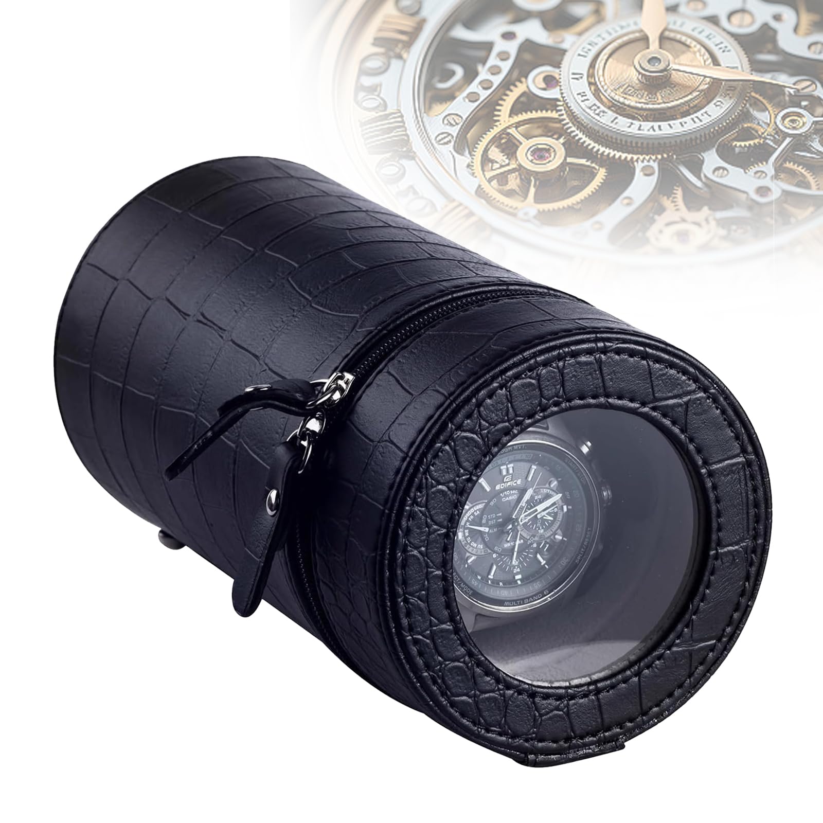 VILA SMO Portable Automatic Watch Winder, Single Automatic Watch Winder Box, With Quiet Motor, 3 Control Modes And 2 Pillows, Easy To Carry, For Women And Men Mechanical Watches black