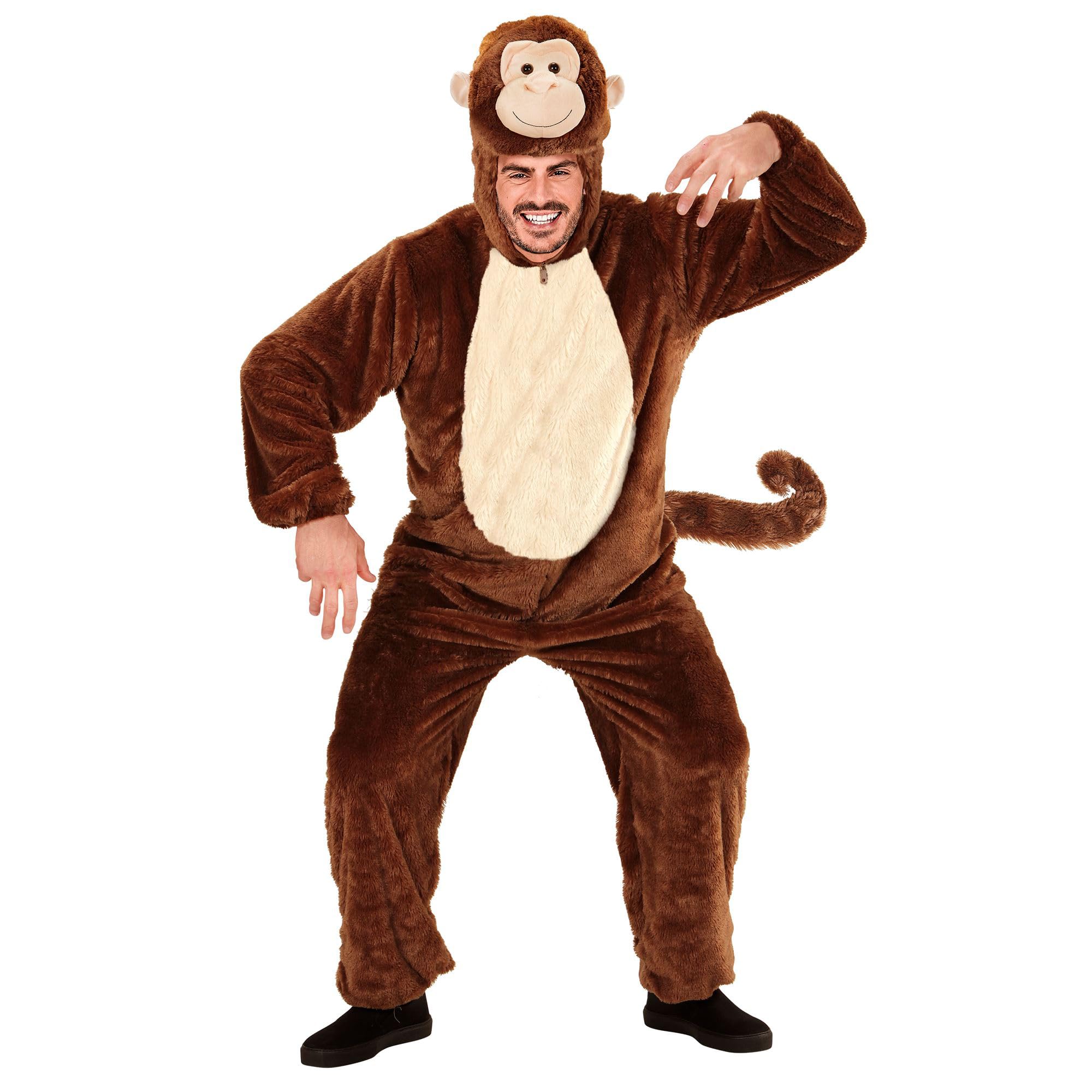 W WIDMANN MILANO Party Fashion - costume scimmia, tuta in peluche, costume da animale, scimpanzé, costumi in maschera