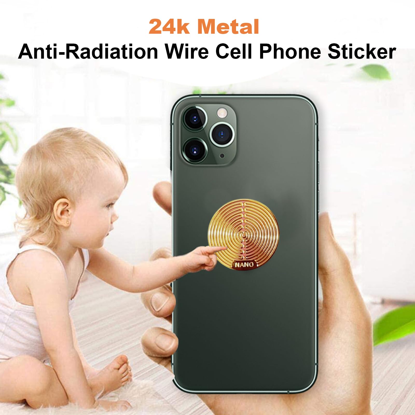 4 Pezzi Protezione Radiazioni Cellulare, Scudo Antiradiazioni Adesivi, Protezione Dalle Radiazioni per Computer, Radio, Laptop, Tablet, TV e Tutti i Dispositivi Elettronici (Oro + Argento)