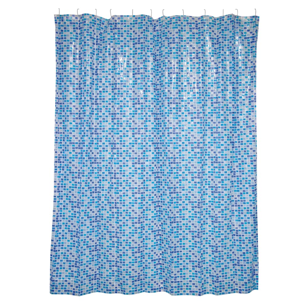MSV PVC Shower Curtain Concept Blue 180 x 200 cm, W 70.9" x L 78.7" (1 Panels)