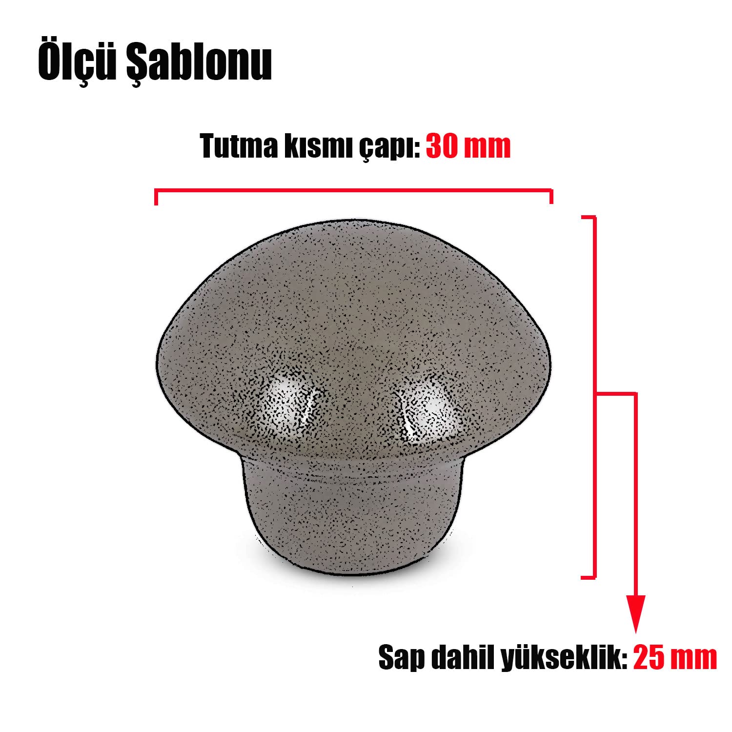 Badem10 10 ADET Nobel Mantar Düğme Kulp Çekmece Dolap Kapak Kulpu Kulbu Fındık
