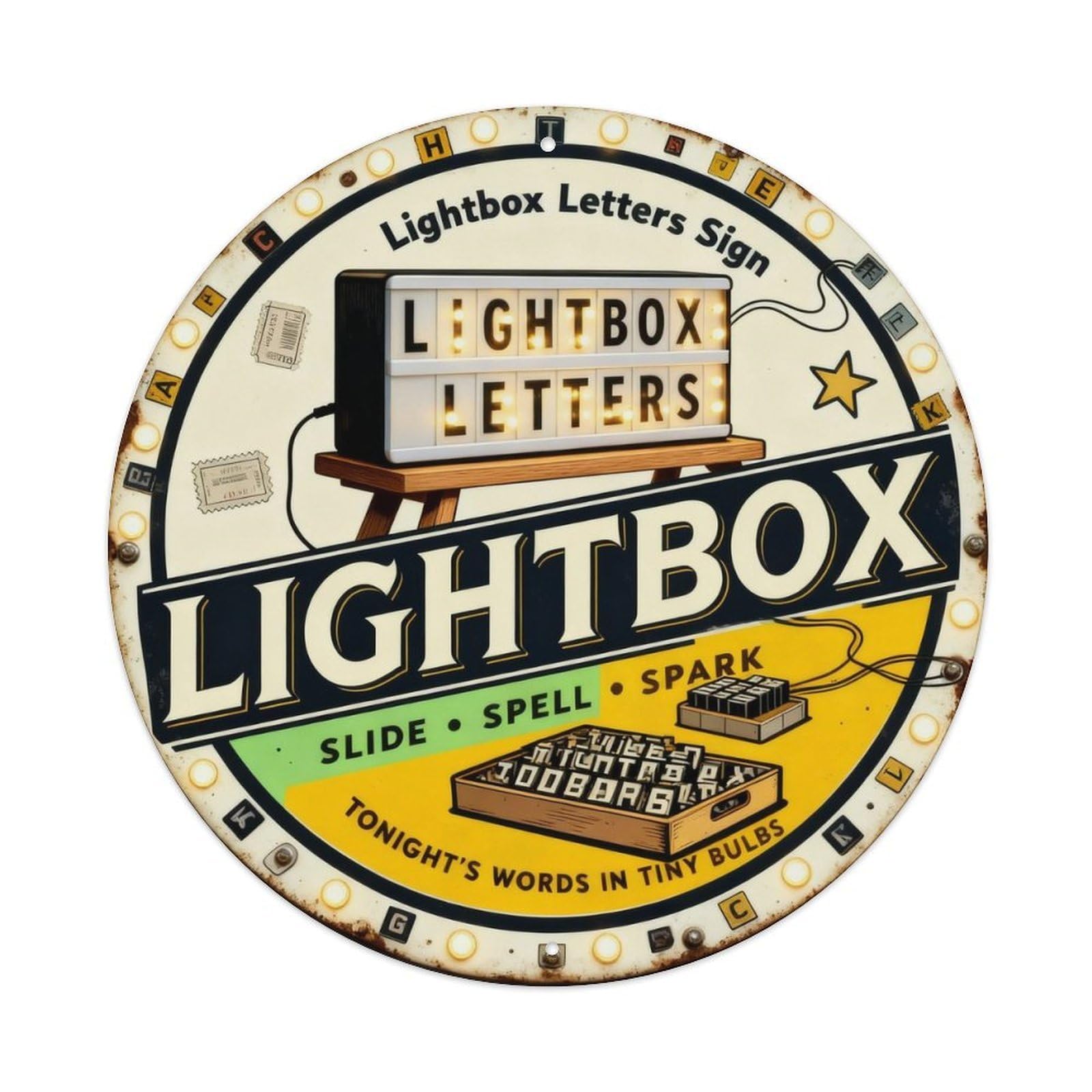Lightbox Letters Sign Metal Tin Sign Plaque