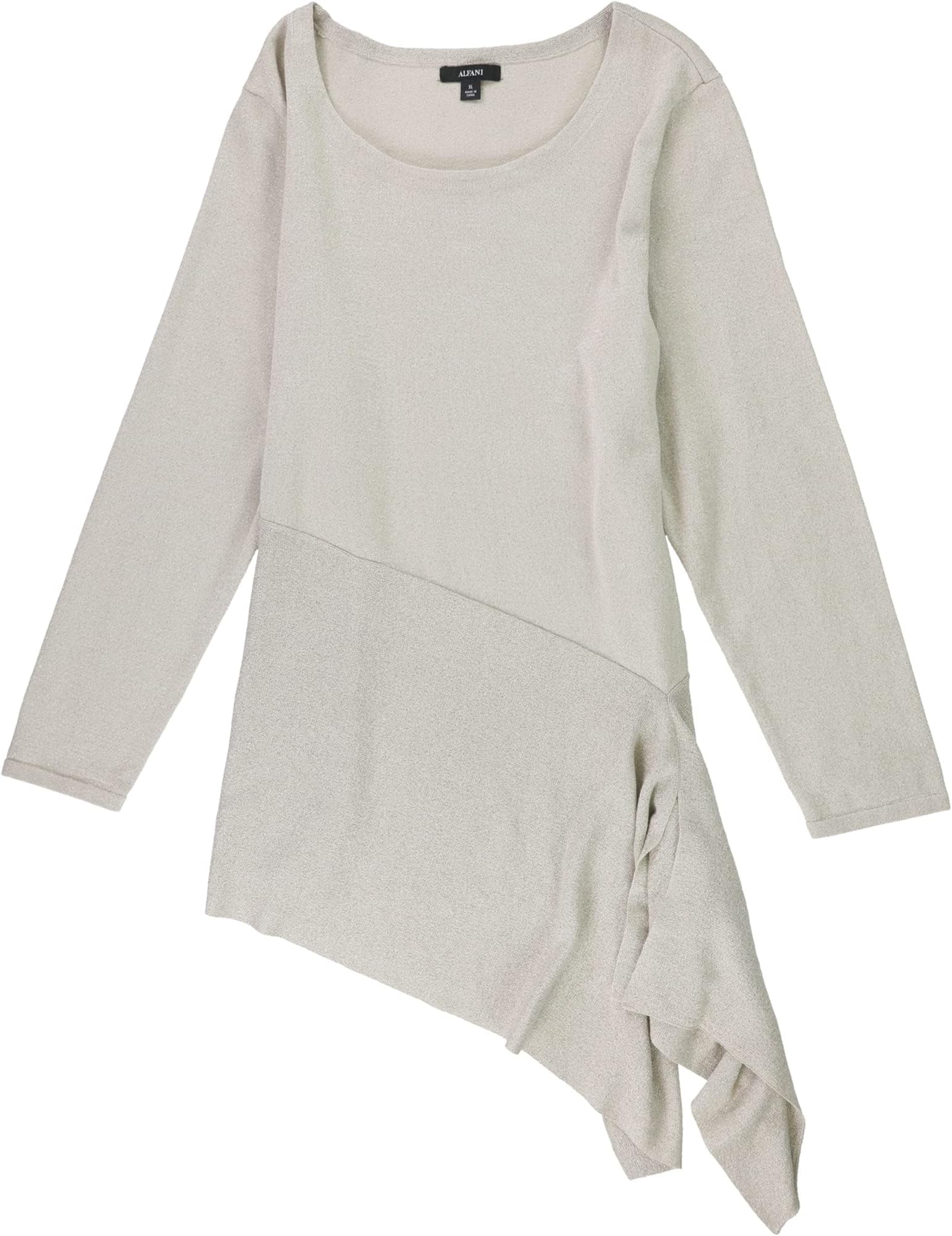 Alfani Womens Asymmetrical Pullover Sweater, Metallic, Medium