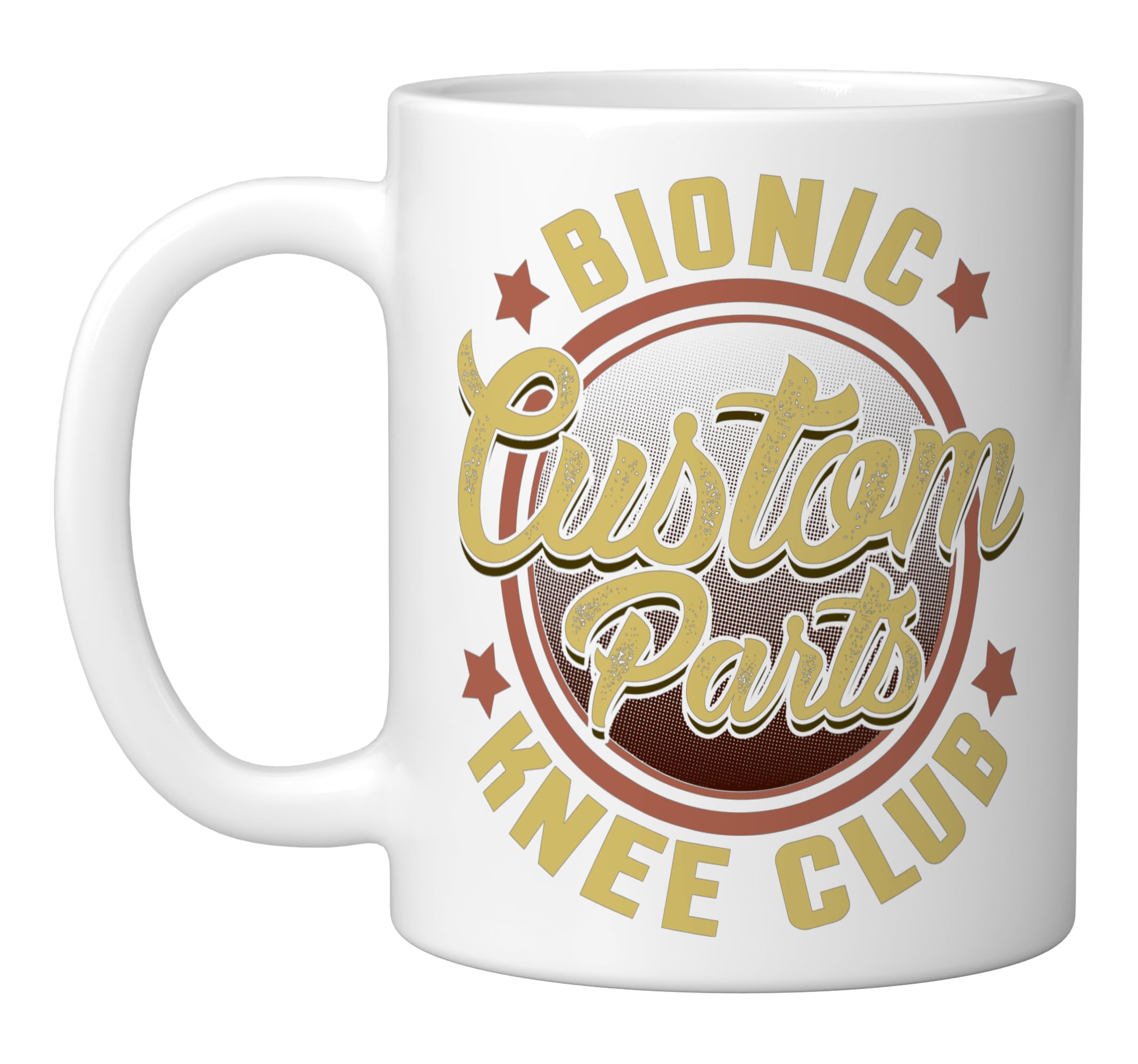 Bionic Knee Club Custom Parts Funny Knee Replacement Ceramic Mug, White