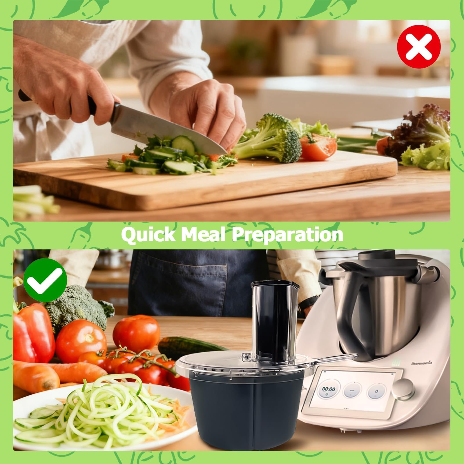 Accesorio Cortador/Rallador Para Thermomix TM5 TM6 TM31 - Acero Inoxidable Y ABS, Multifunción Para Verduras