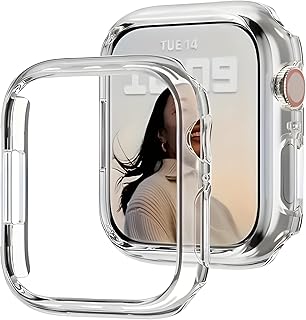 حافظة حماية من في فولت متوافقة مع آي واتش سيريز 1/2/3/4/5/6/7/8/9 مقاس 41 مم، كفر مصنوع من السيليكون الصلب شفاف