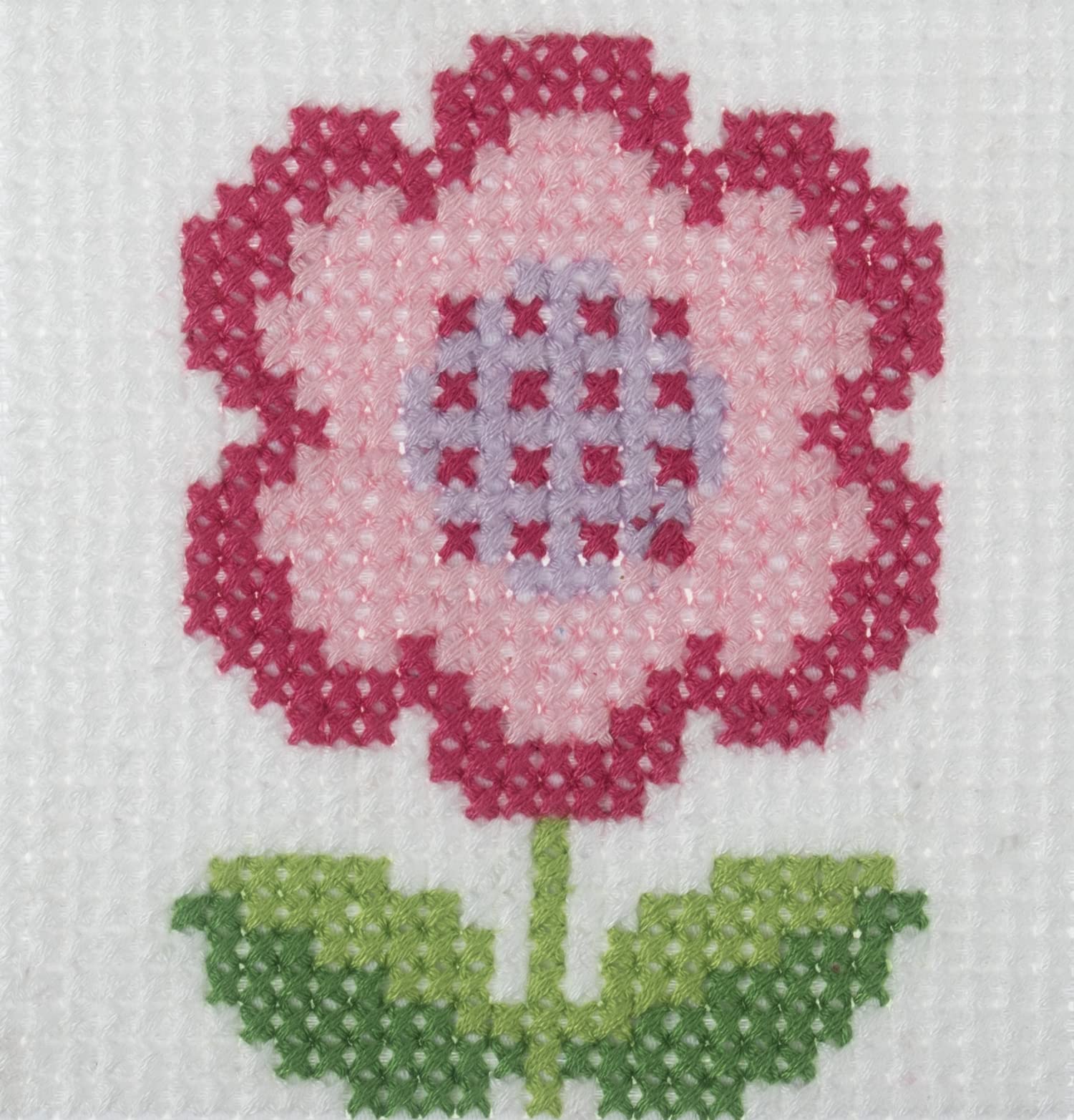 Trimits Children Learn to Cross Stitch Kits Counted Cross Stitch, Canvas Needle Thread Instructions Included, 15 x 15cm (6 x 6in), Flower
