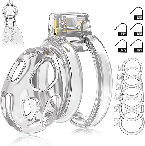 Dispositivos de jaula de castidad masculina Jaula de silicona suave y ligera para hombre para el pene, jaula de bloqueo de casidad transparente,