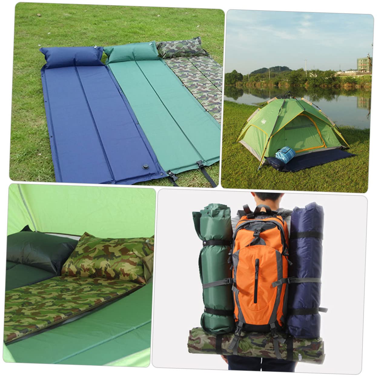Kisangel Matelas de Camping Gonflable Portable Tapis de Sol Pratique pour Camping Accessoire de Léger