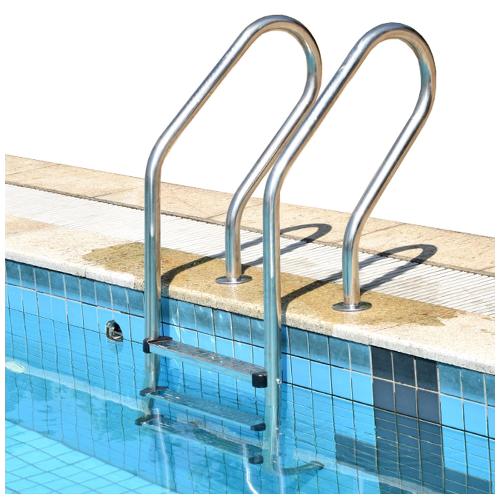 Above Ground Swimming Pool Ladder Inground Handrail,Load Up to 250kg,with Quick Installation Base,Suitable for Indoor Outdoor Water Park
