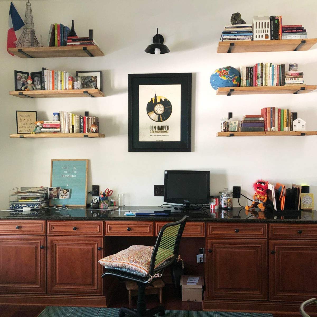 Shelf Bracket 12 Inch, Heavy Duty Floating Shelf Bracket 4 Pack Black Metal Wall Shelf Brackets