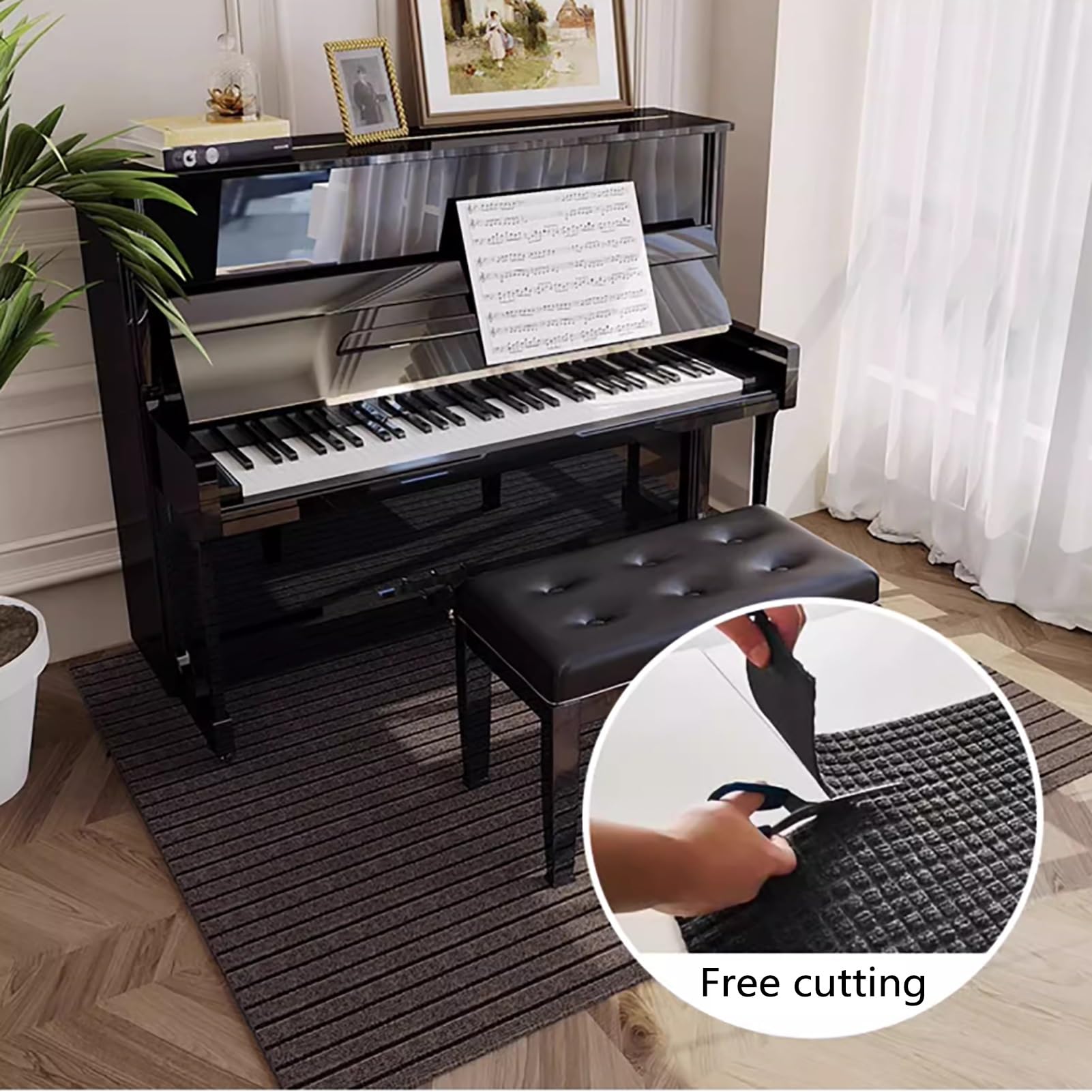 Tappetino Fonoassorbente Per Pianoforte - 60x160 Cm, Spessore 8-10 Mm, Antiscivolo E Antivibrazione