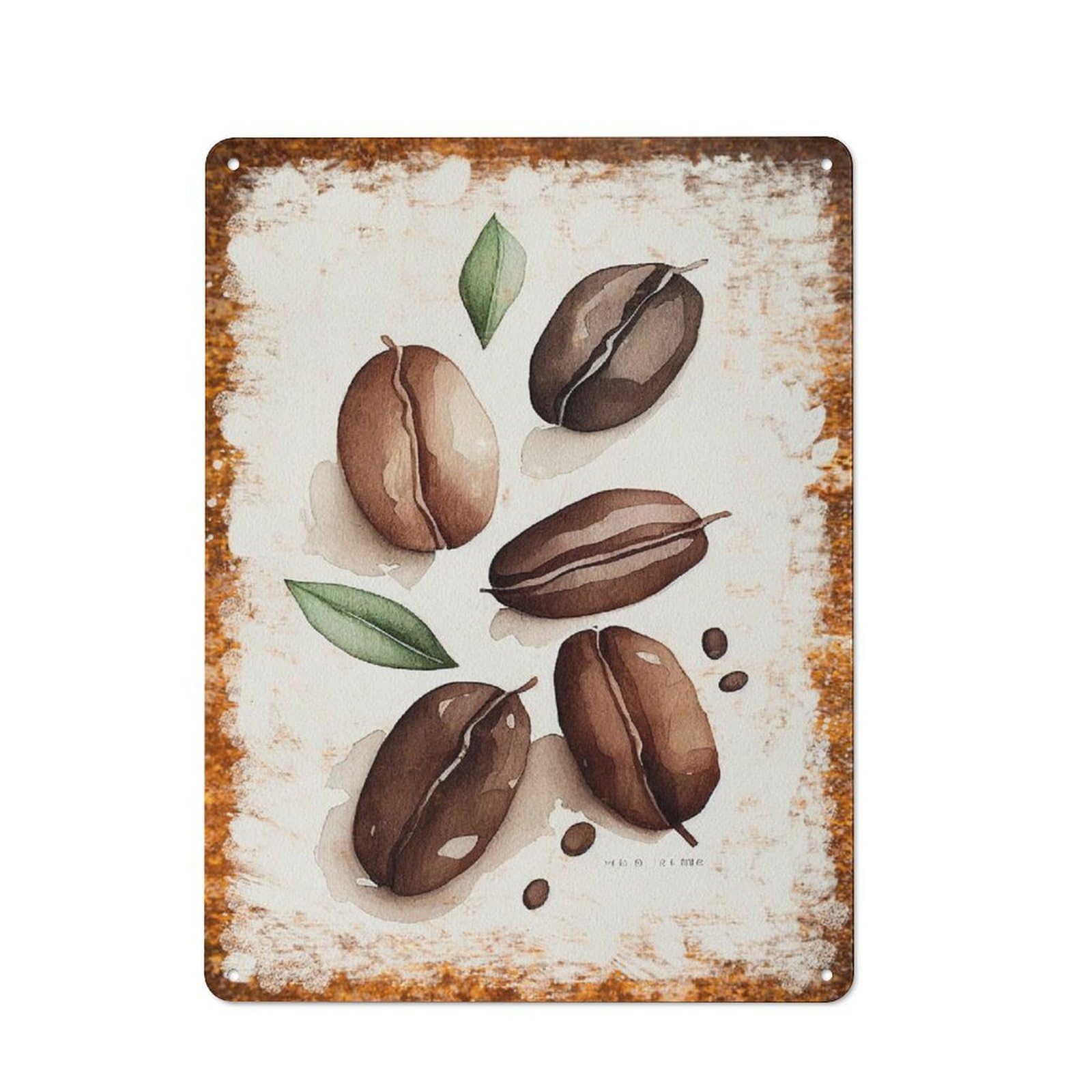 peiyeety Metal Tin Sign Cocoa Beans Watercolor Pattern Vintage Rustic Wall Art Kitchen Bathroom Bedroom Living Room Cafe Farmhouse Entryway Office Garage Home Bar Laundry Room Porch Patio 6x8 Inch