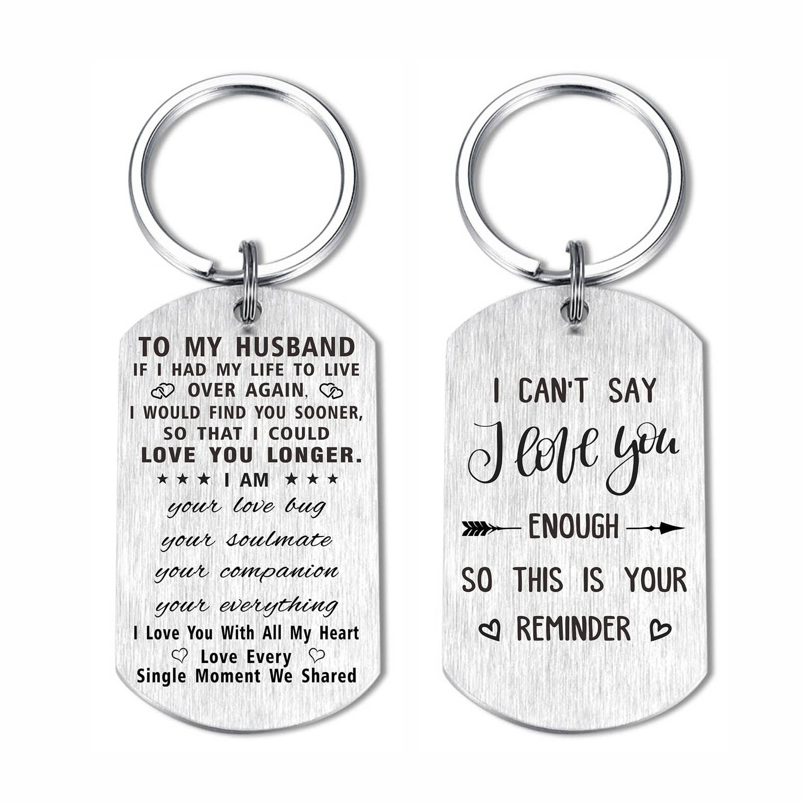 Yobent to My Husband Fathers Day Keychain Gifts from Wife, Husband Birthday Gift Ideas, I Love You Keychain for Men