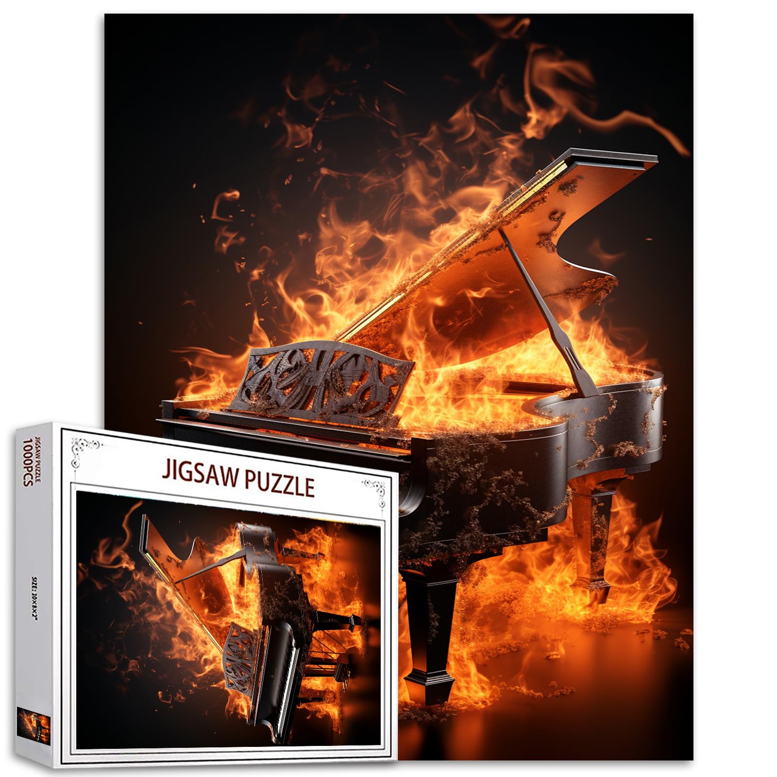 Flaming Instruments Jigsaw Puzzles for Adults 1000 Pieces,Musical Piano Art Jigsaw Puzzle Colorful DIY Sounds of Music Puzzles for Home Decoration Gifts, Family Puzzle Perfect for Game Nights