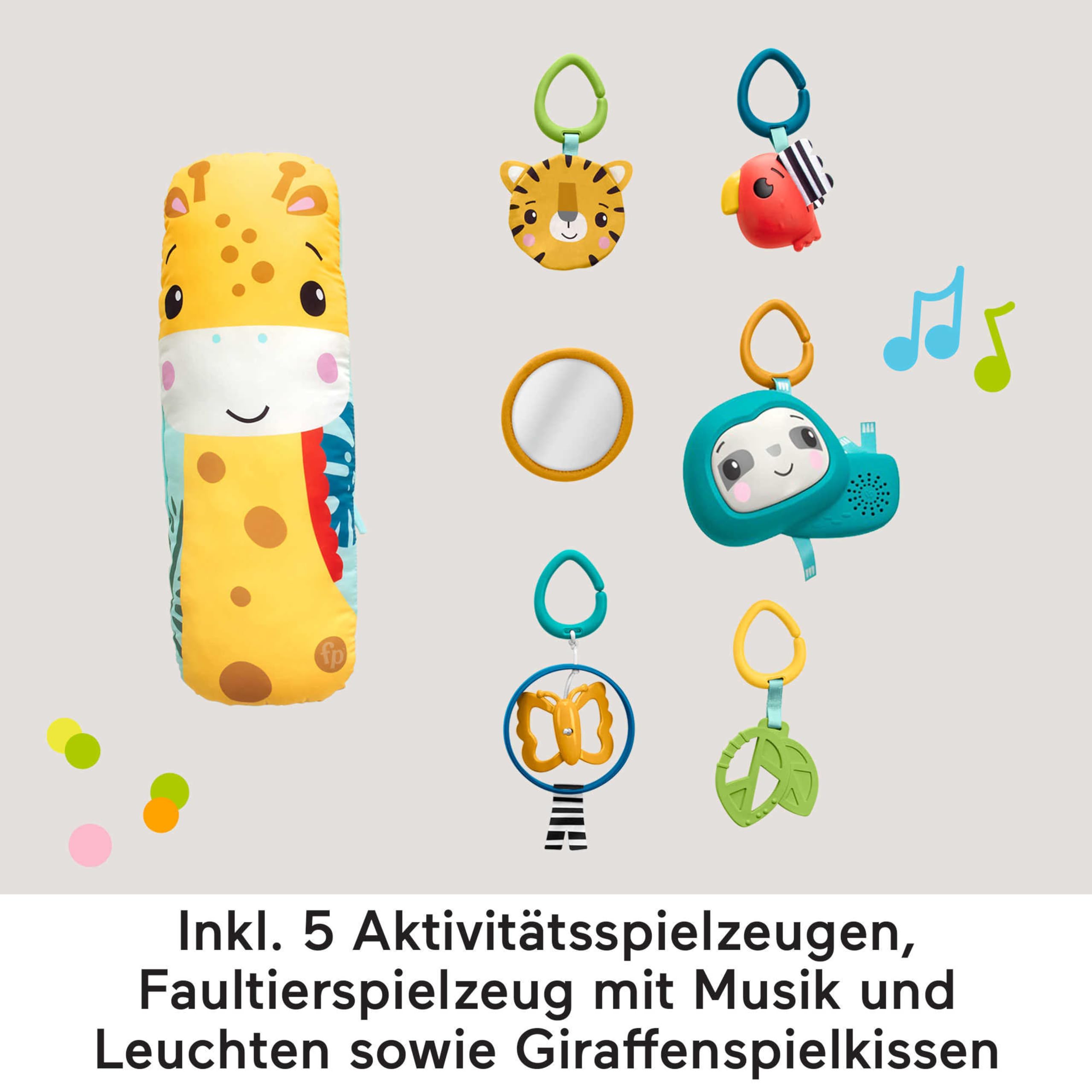Fisher-Price 3-in-1 Rainforest Spieldecke für Babys, Spielmatte und sensorische Spielzeuge für das Spielen in der Bauchlage, Regenwalddesign, ab der Geburt, HJW08