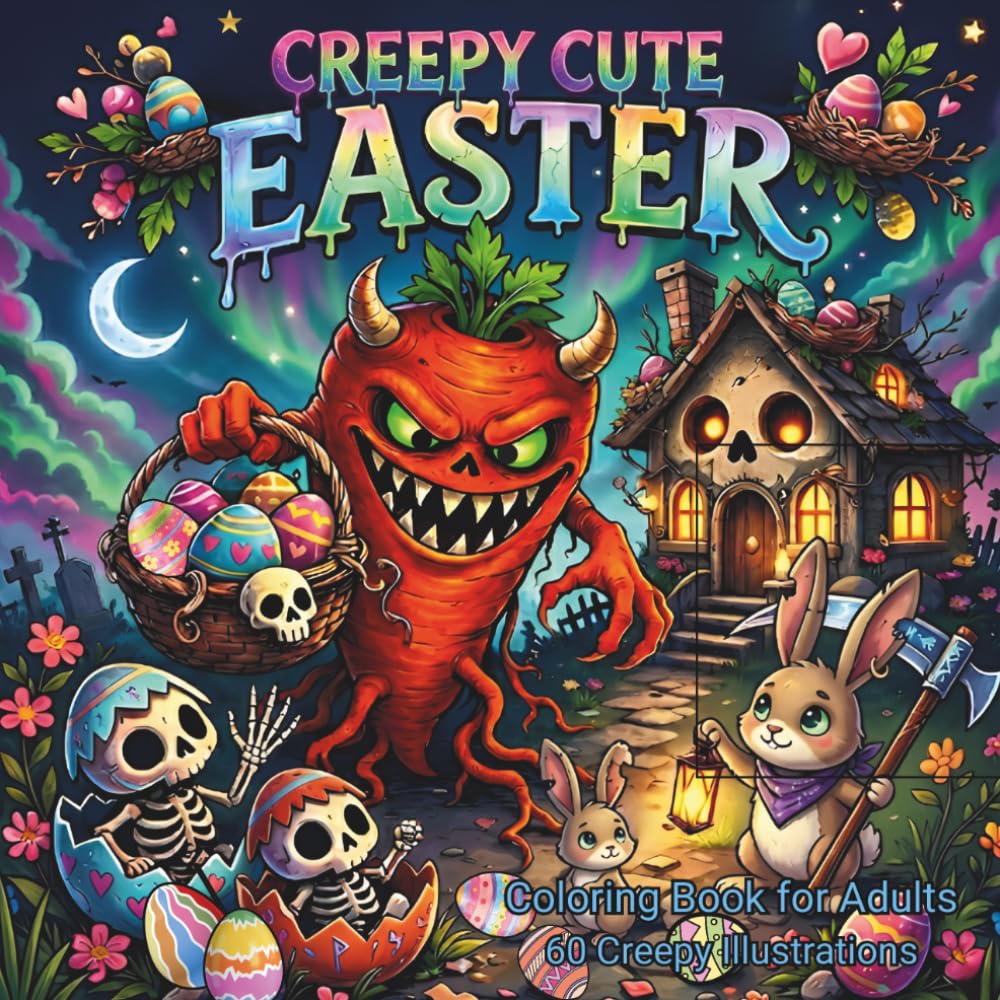 Creepy Cute Easter: Coloring Book for Adults: 60 Unique Creepy Cute Easter Illustrations for Relaxation, Creativity and Stress Relief (BEAUTIFUL DISASTERS)