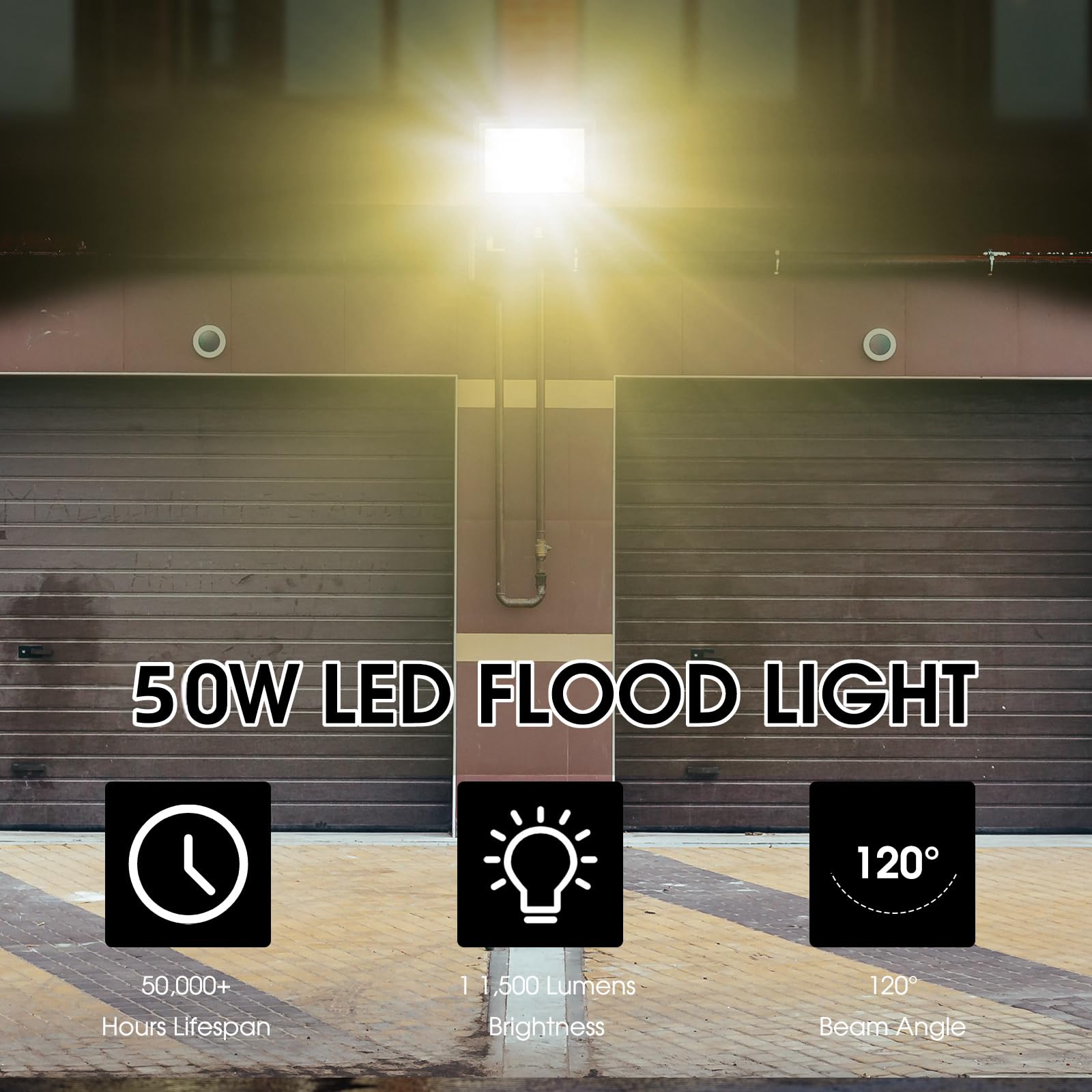 YANYCN LED-Flutlichter für den Außenbereich, 3000 K, superhell, 7500 lm, Sicherheitslichter mit Stecker, IP66 wasserdicht, für Basketballplatz, Hof, Garten, Spielplatz, 2 Stück