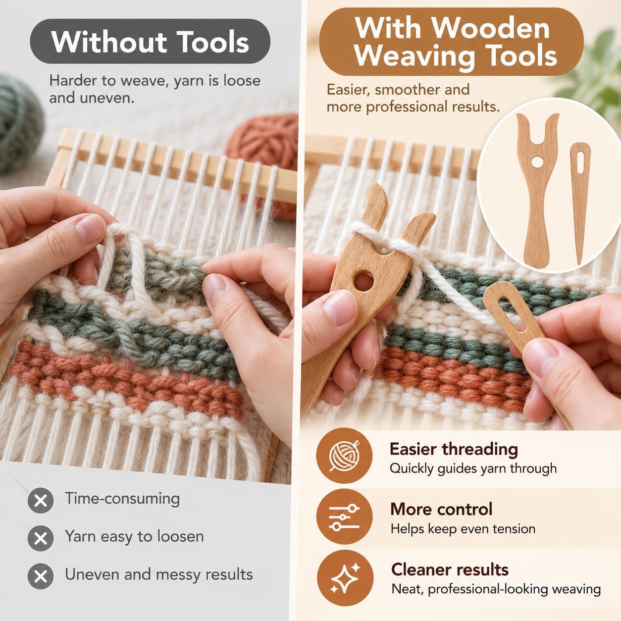 2Pk Lucet Fork & Needle, Wooden Knitting/Cord Making Tool for Bracelets