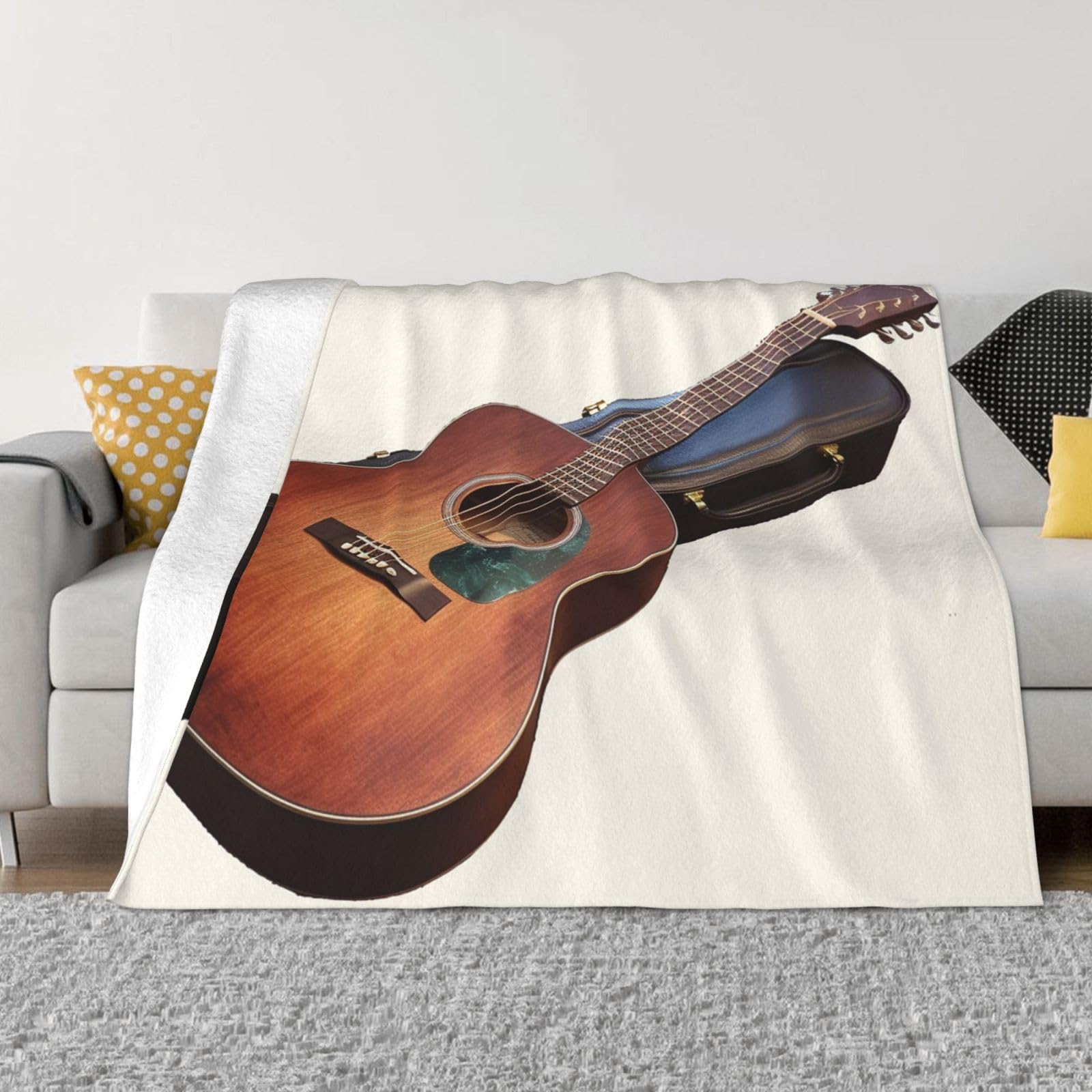 Couverture polaire guitare acoustique en flanelle légère 127x101 cm
