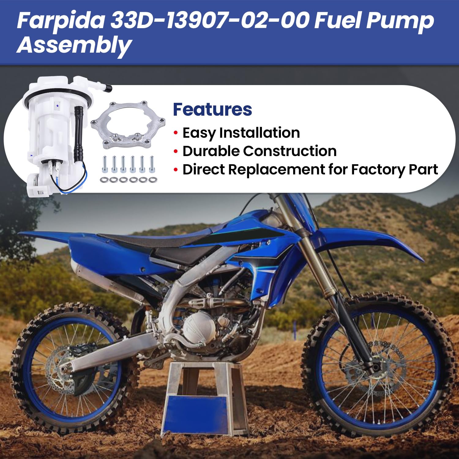 Farpida 33D-13907-02-00 Fuel Pump Assembly Fits for Yamaha YZ250F