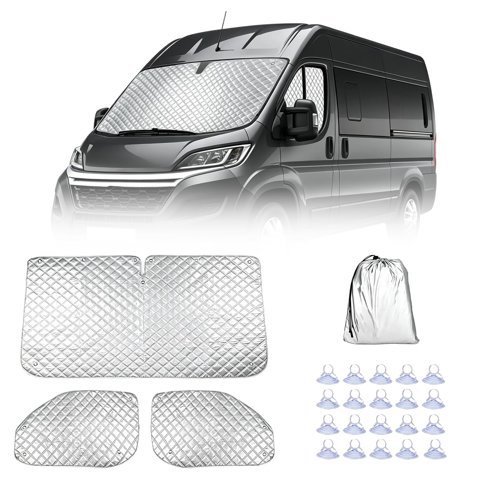 3 sztuki osłony przeciwsłonecznej na przednią szybę samochodu, zamiennik do FIAT Ducato 2006-2024