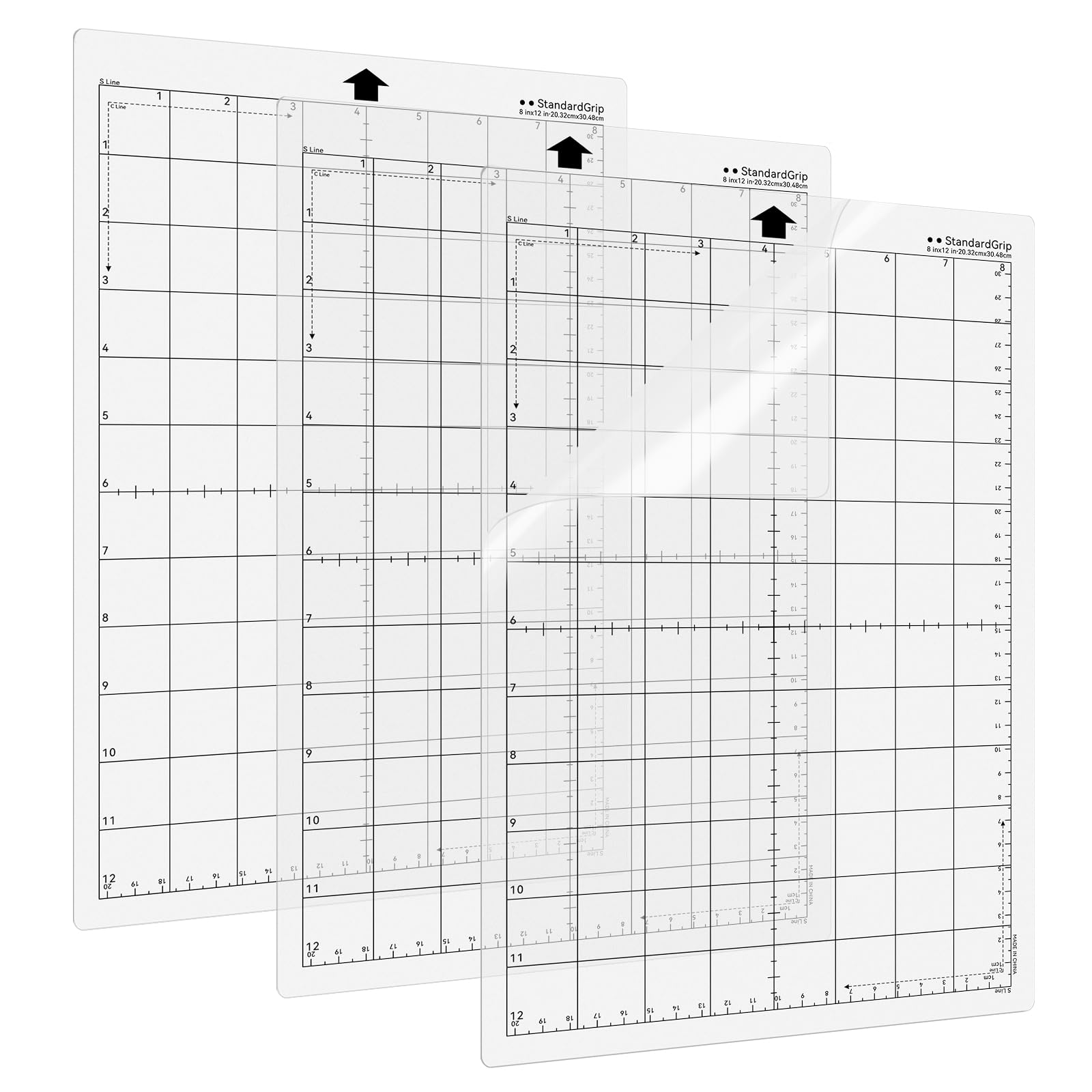 Prime Vinyl Alfombrilla de corte para Silhouette Portrait de repuesto, 3 unidades de 30,5 x 20,3 cm, cuadrícula autoadhesiva, juego de alfombrillas de corte