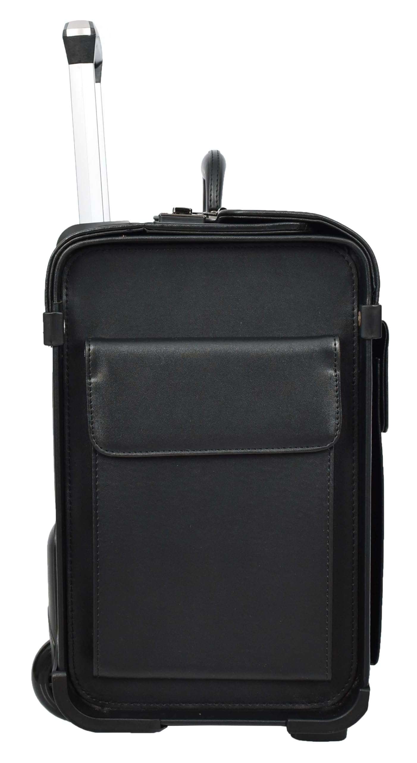 Pilot Case - Bolsa de viaje ligera de piel sintética con 2 ruedas, color negro