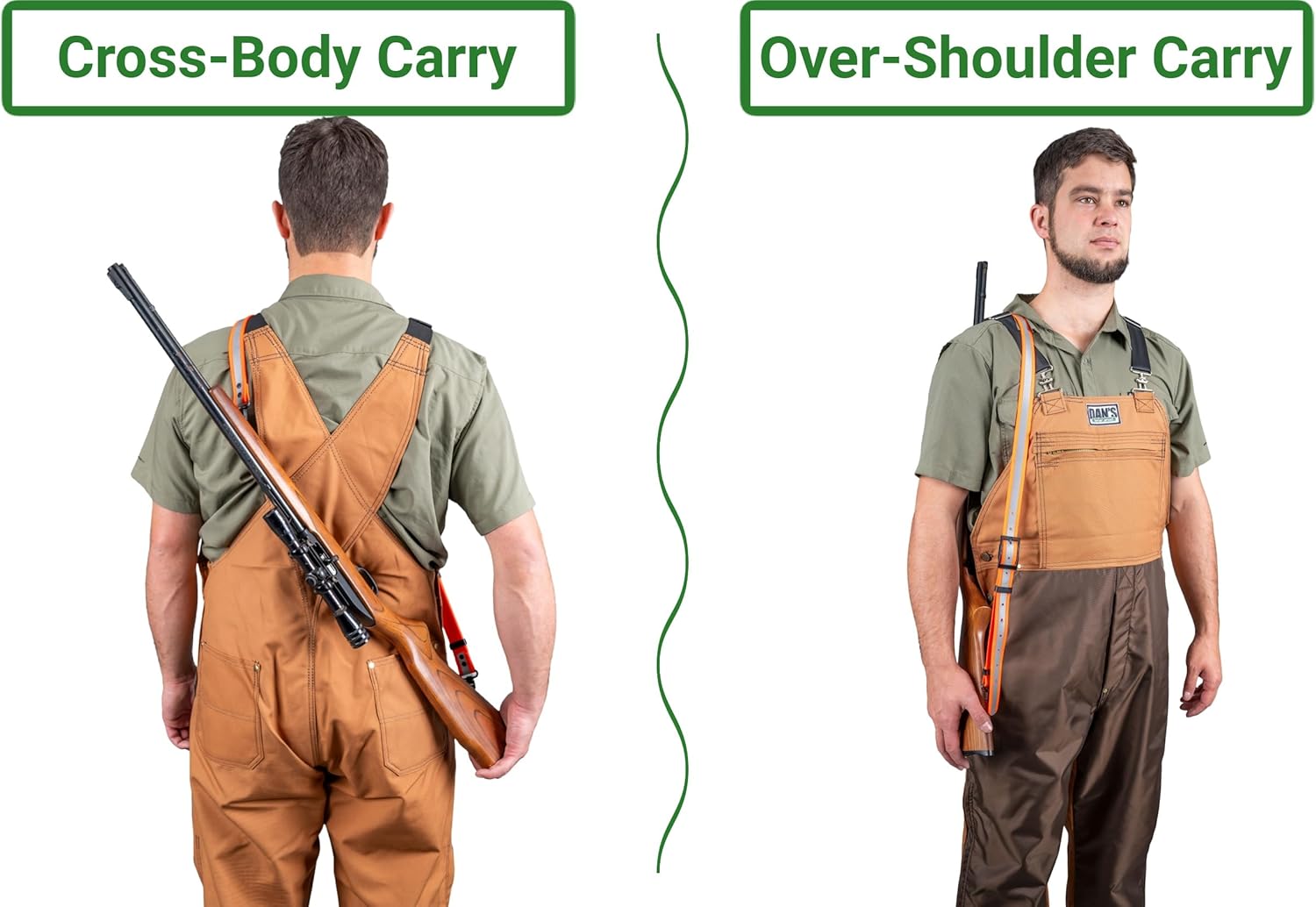 Dan's Hunting Gear, Dayglo Reflective Gun Sling, Slip-Resistant 2 Point Sling, Adjustable 32"-44” with Standard Swivels, Durable for Rifles, Shotguns, Crossbows, Made in USA