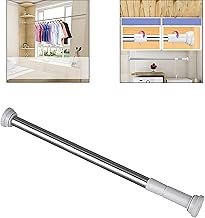 قضبان تعليق الملابس المصنوعة من الفولاذ المقاوم للصدأ: قضبان ستائر قابلة للتمدد وسهلة التركيب مع قضيب شد ستارة دش غير قابل للانزلاق (70 سم حتى 120 سم)