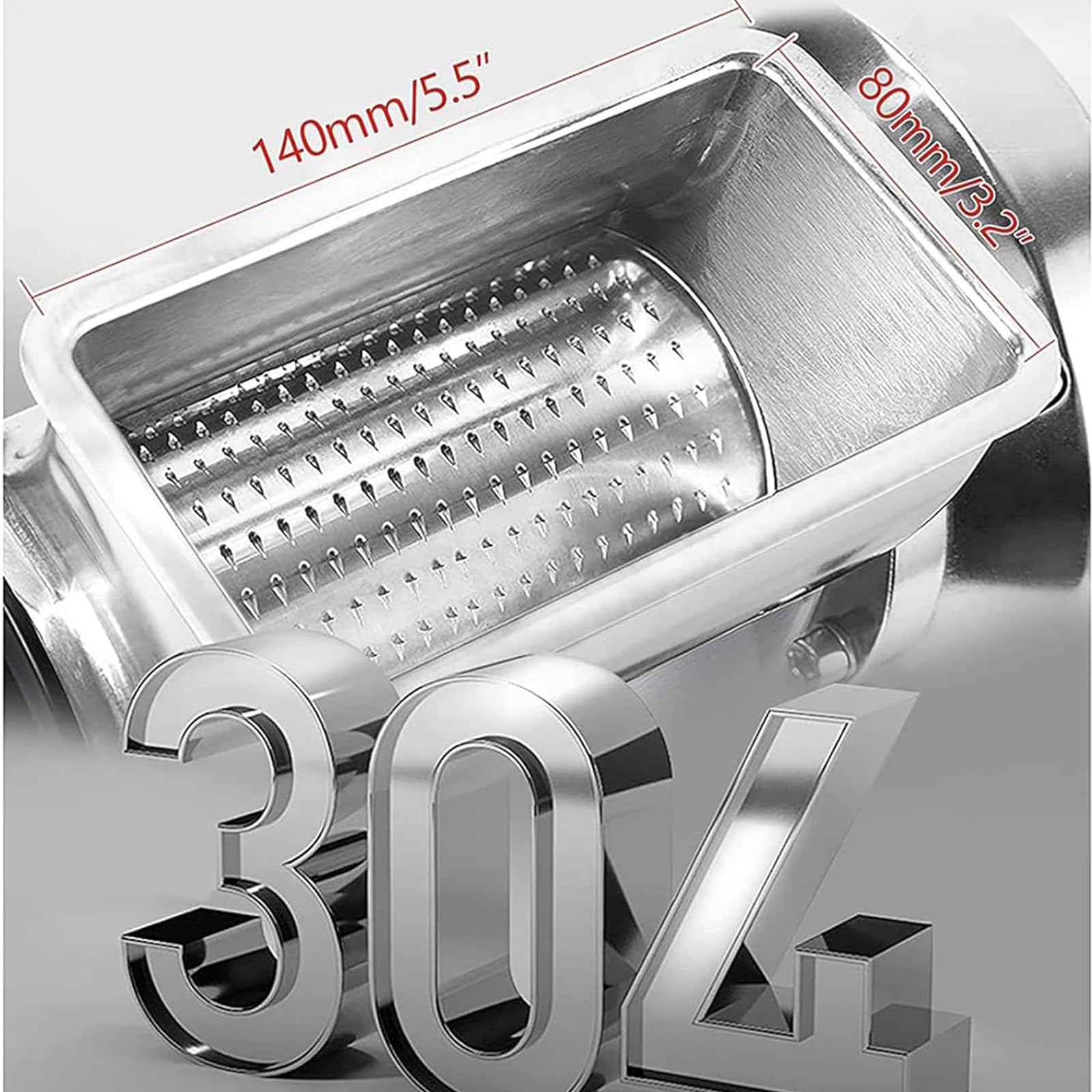 Rallador De Queso Eléctrico De 550 W, Molinillo De Queso Giratorio Comercial, con Bandeja De Acero Inoxidable, Capacidad De Procesamiento De 40 Kg/h