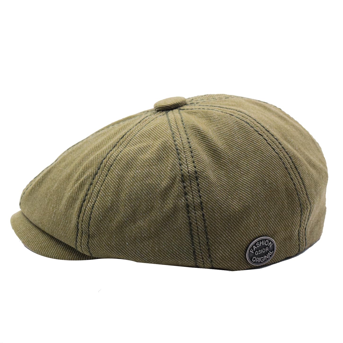 Sandy Ting Men's 8 Piece Newsboy Flat Cap Cotton Gatsby Ivy Golf Cabbie Hat Green