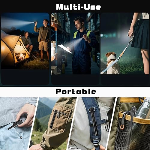 Miniatura 5 de VTIGER T2A Linterna EDC Compacta, Linterna LED Recargable AA de 1500 Altos Lúmenes, Linterna de Cola de Bolsillo Táctica Pequeña Super Brillante con