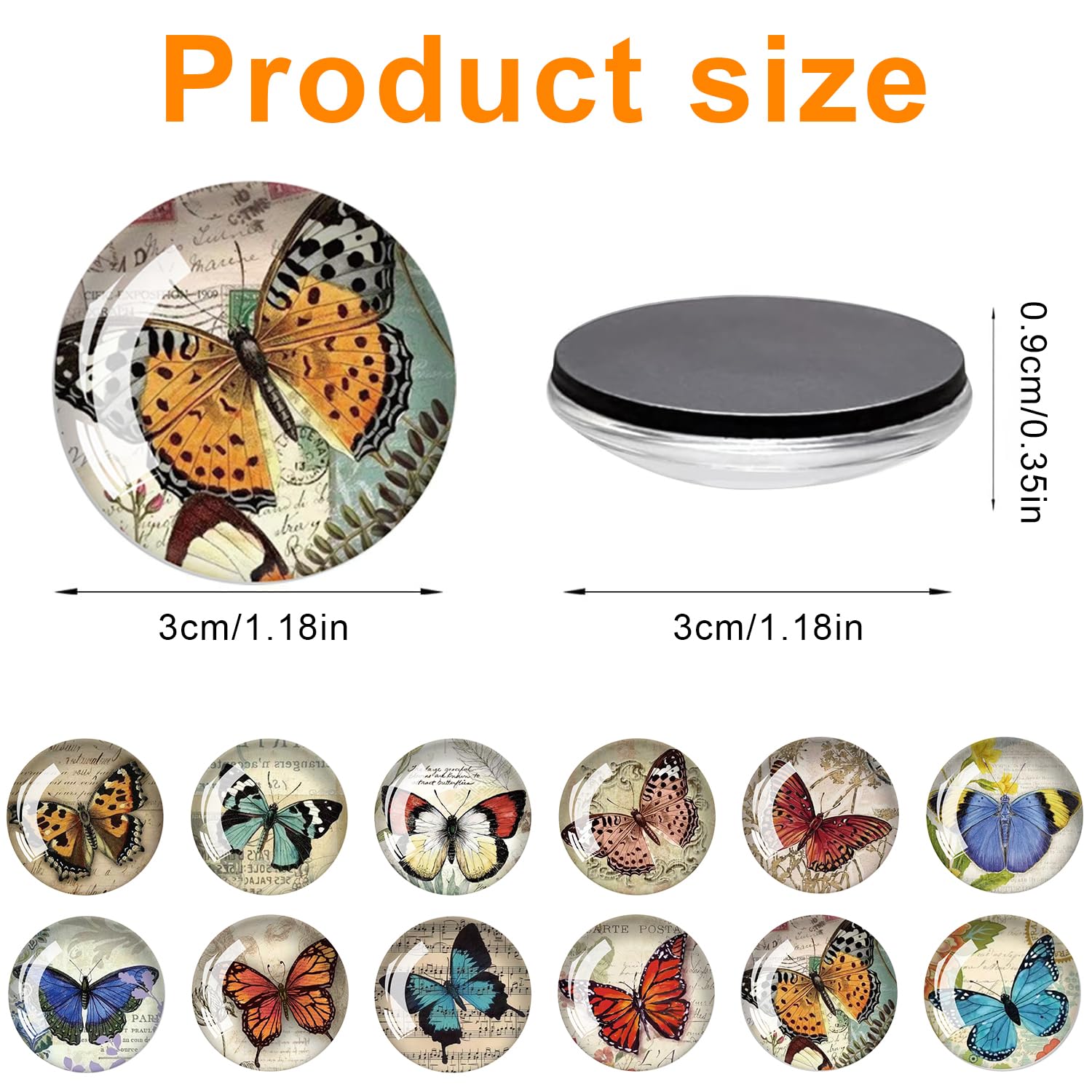 Lot De 12 Aimants Réfrigérateur Fleurs En Verre Cabochon - Motifs Floraux Colorés - Décoration Mignonne Pour Frigo & Tableau Magnétique
