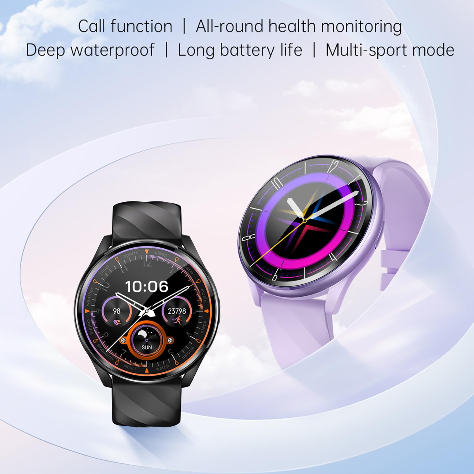 Yihou Smart Watch viola per uomo donna fare/rispondere alle chiamate Reloj Inteligente con frequenza cardiaca/monitoraggio del sonno/100+ modalità sport/pedometro smartwatch per telefoni Android