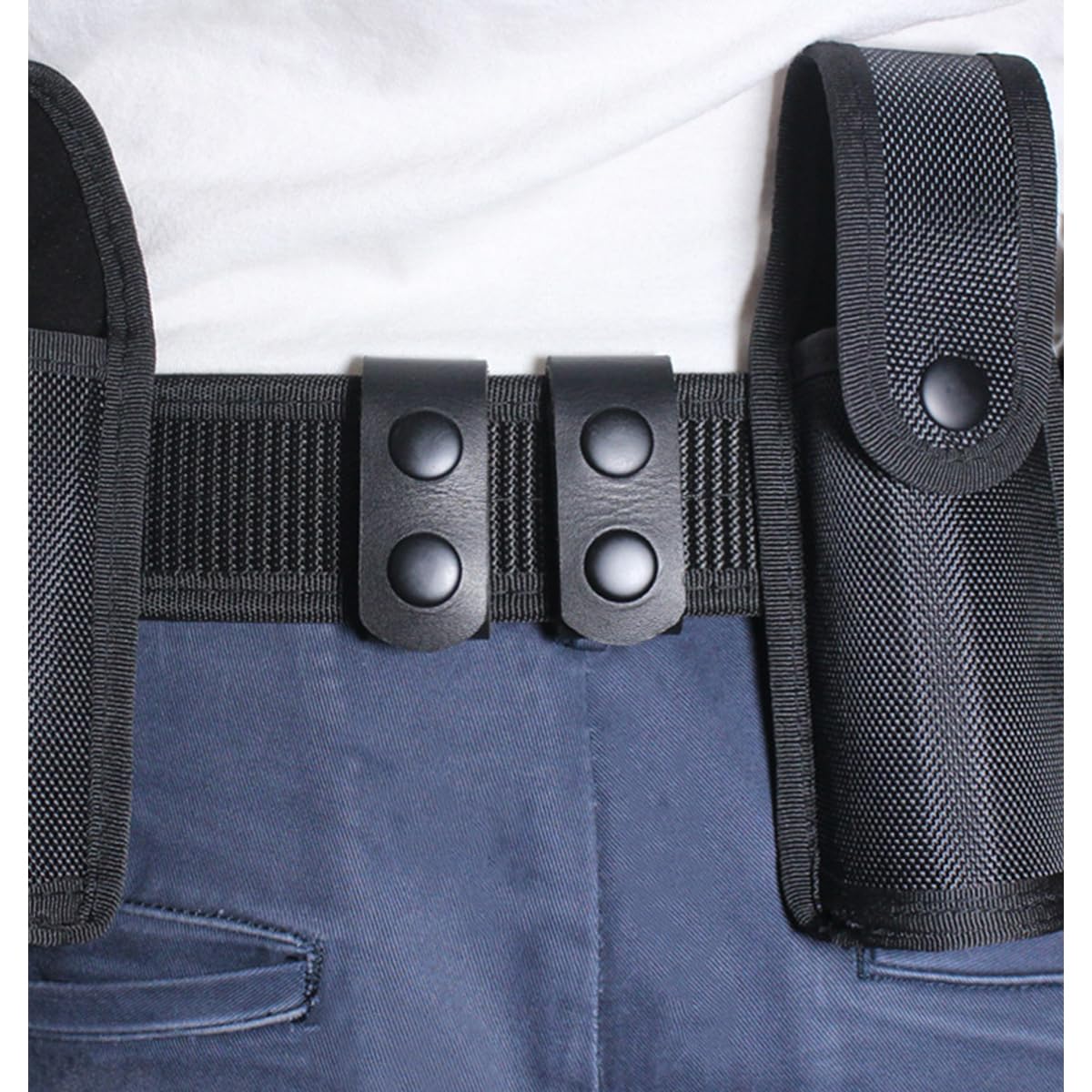 Confezione da 4 cinghie tattiche in pelle, colore marrone, accessorio militare per cintura con fibbia di rimozione Molle, Nero, 1