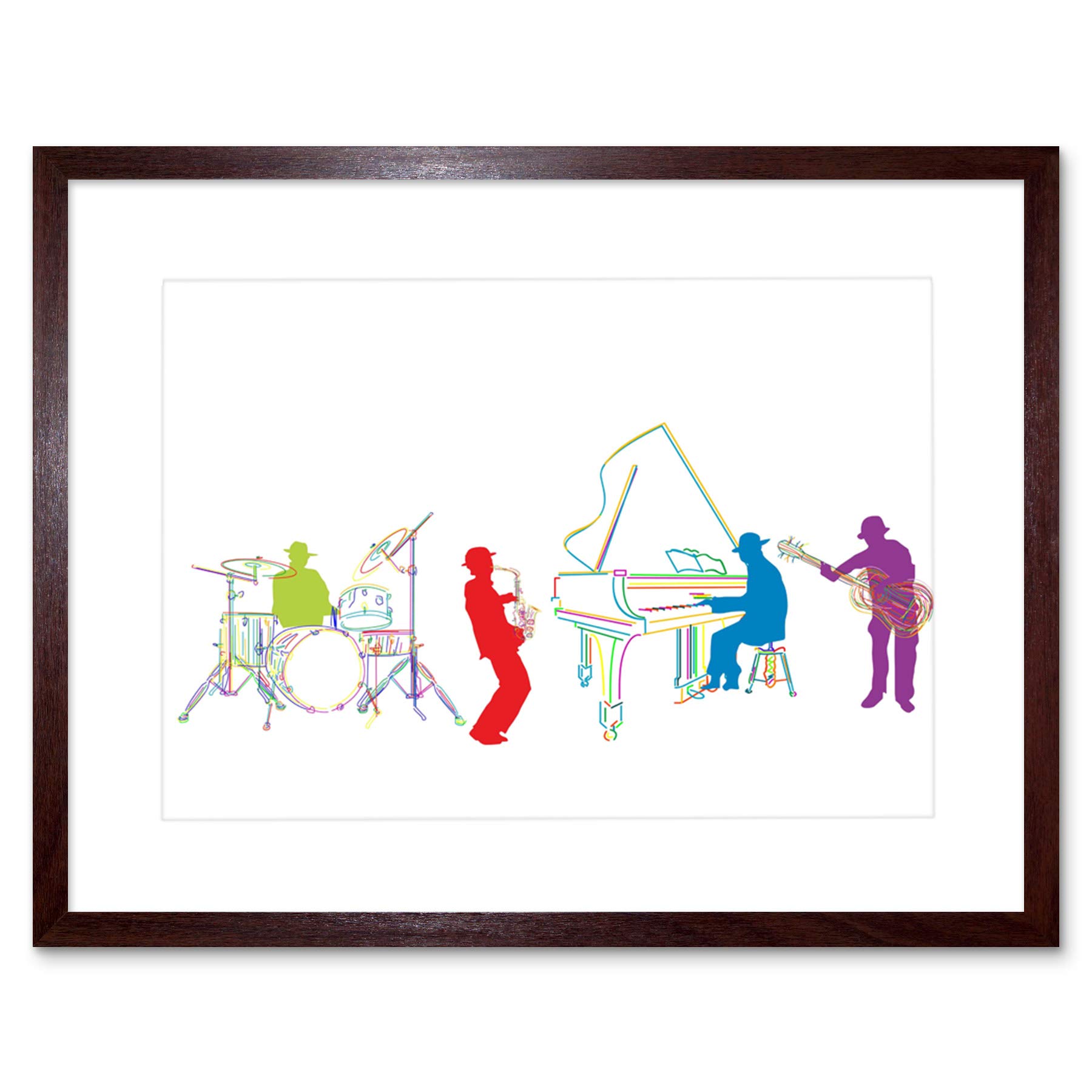 Wee Blue Coo Jazz Piano Blues Drums Saxaphone Music Home Picture Framed Wall Art Print