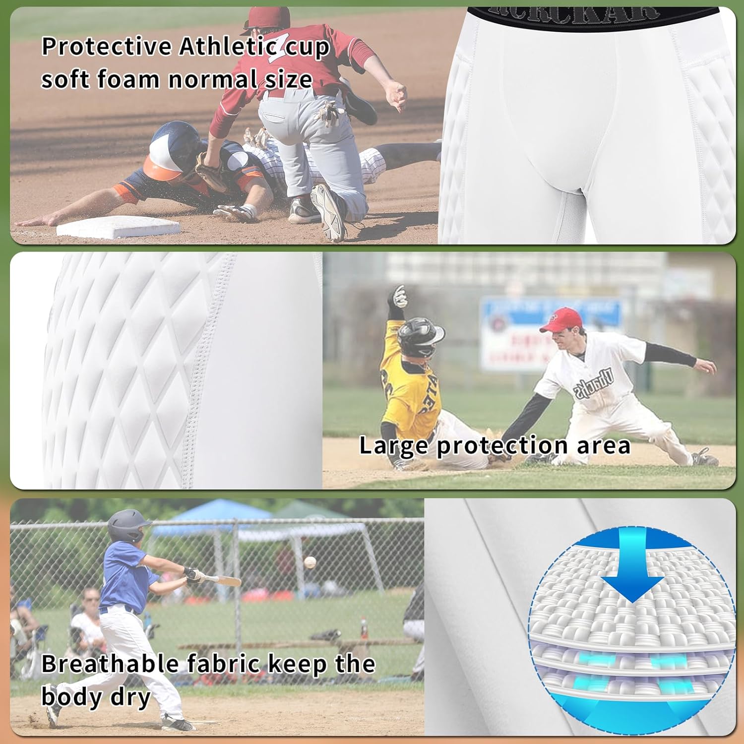 Youth Boys Baseball Padded Sliding Shorts Protective Athletic Compression Underwear for Baseball Football Lacrosse - Image 2