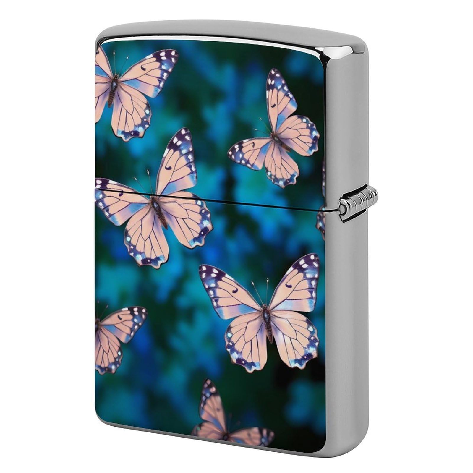 Cute Butterflies Lighter Case Vintage Metal Lighter Cover Reusable Lighter Protective Sleeve Unique Design Personalized Lighter Sleeve Holder Against Dust and Scratches