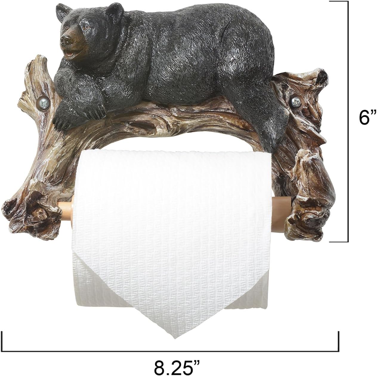 BLACK FOREST DECOR Relaxing Bear Toilet Paper Holder - Lodge Bathroom Accessory, Polyresin, Bathroom Hardware, 8" W x 3.75" D x 5.5" H