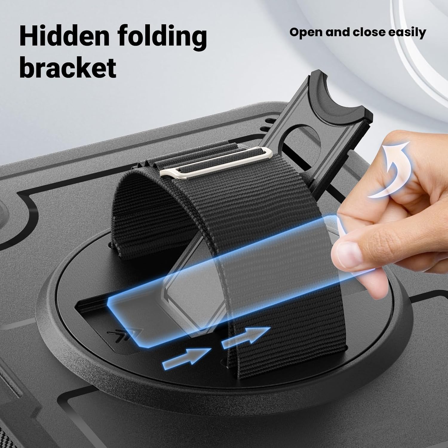 Batianda Case for 11-inch iPad Pro (2024) with M4 Chip Multilayered Rugged Durable Shockproof Tablet Cover with 360° Rotating Hand Strap Foldable Hidden Stand, Black