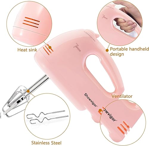 Miniatura 2 de Mezclador de mano eléctrico de mano  Mezclador de cocina portátil de 7 velocidades eléctrico con 5 accesorios de acero inoxidable, batidor de