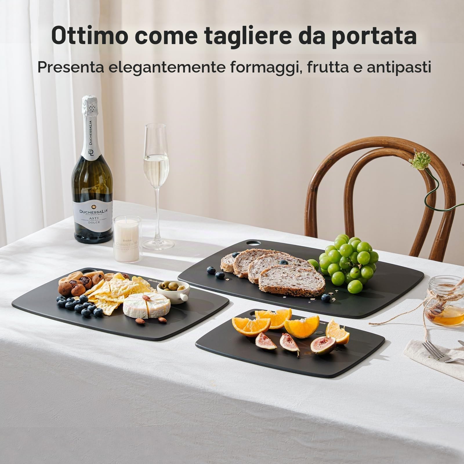 Tagliere in Fibra di Legno, Set da 2, Lavabile in Lavastoviglie, senza BPA | Non tossico, Ad Alta Densità, non Poroso, per Carne, Verdura, Frutta, Pane