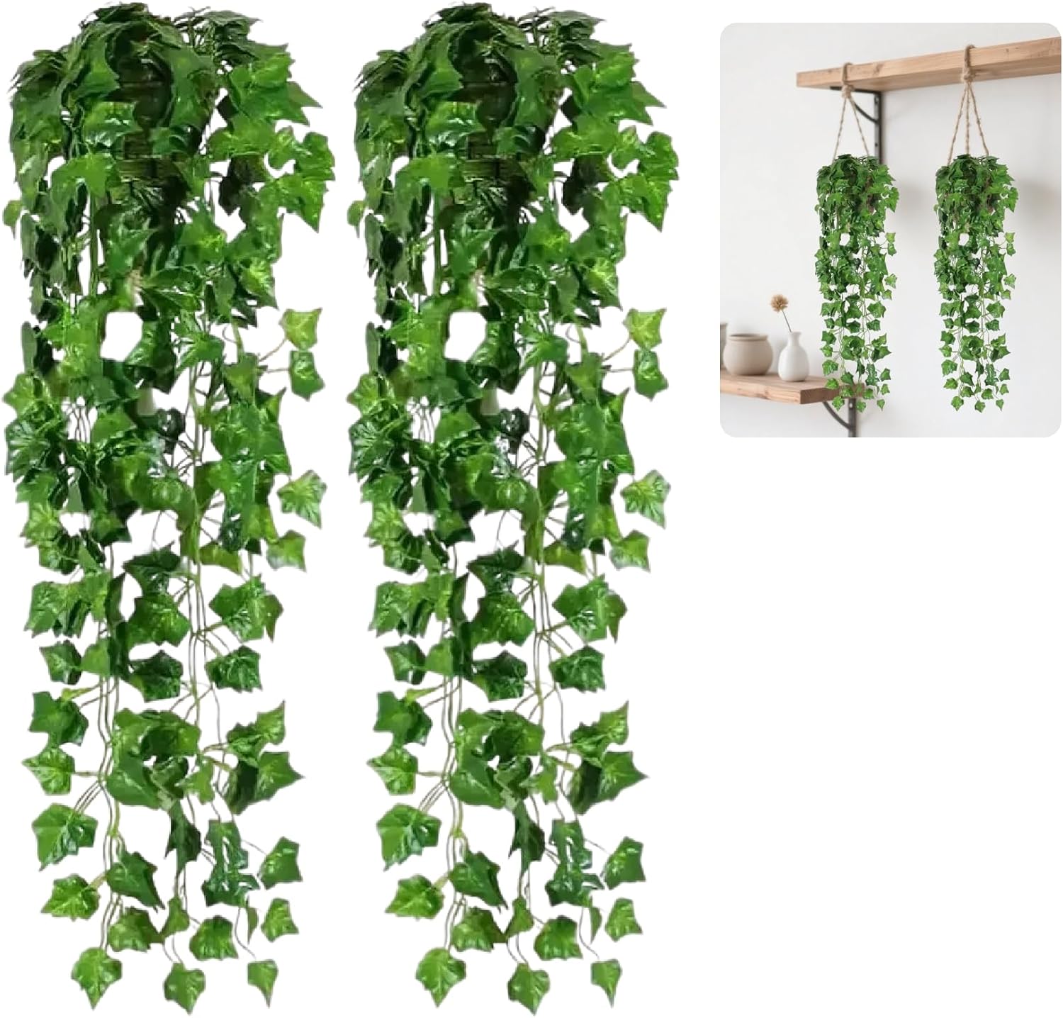 2-Piece Artificial Hanging Plant Artificial Simulated Plants Suitable for Indoor or Outdoor Decoration